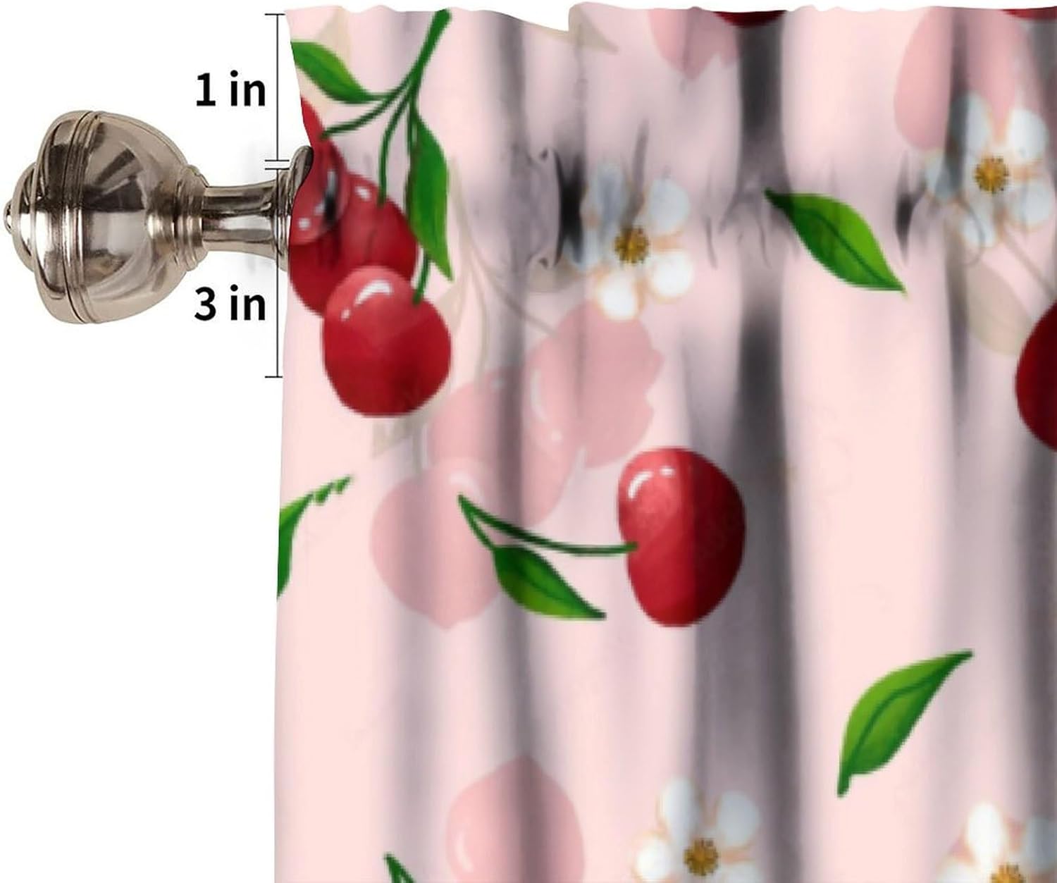 Red Cherry Fruit Kitchen Valance Curtains 54x18 Inch 1 Panel