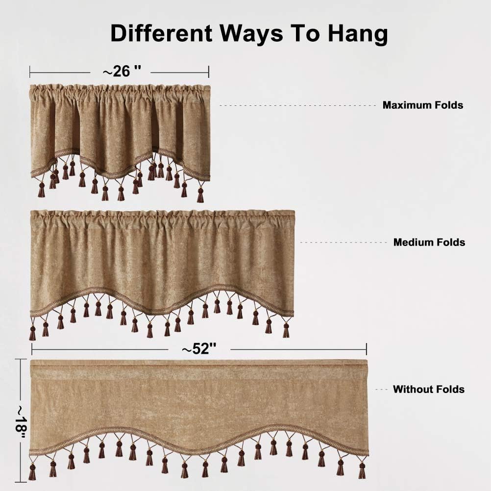ELKCA Double-Sided Chenille Valance for Kitchen and Living Room