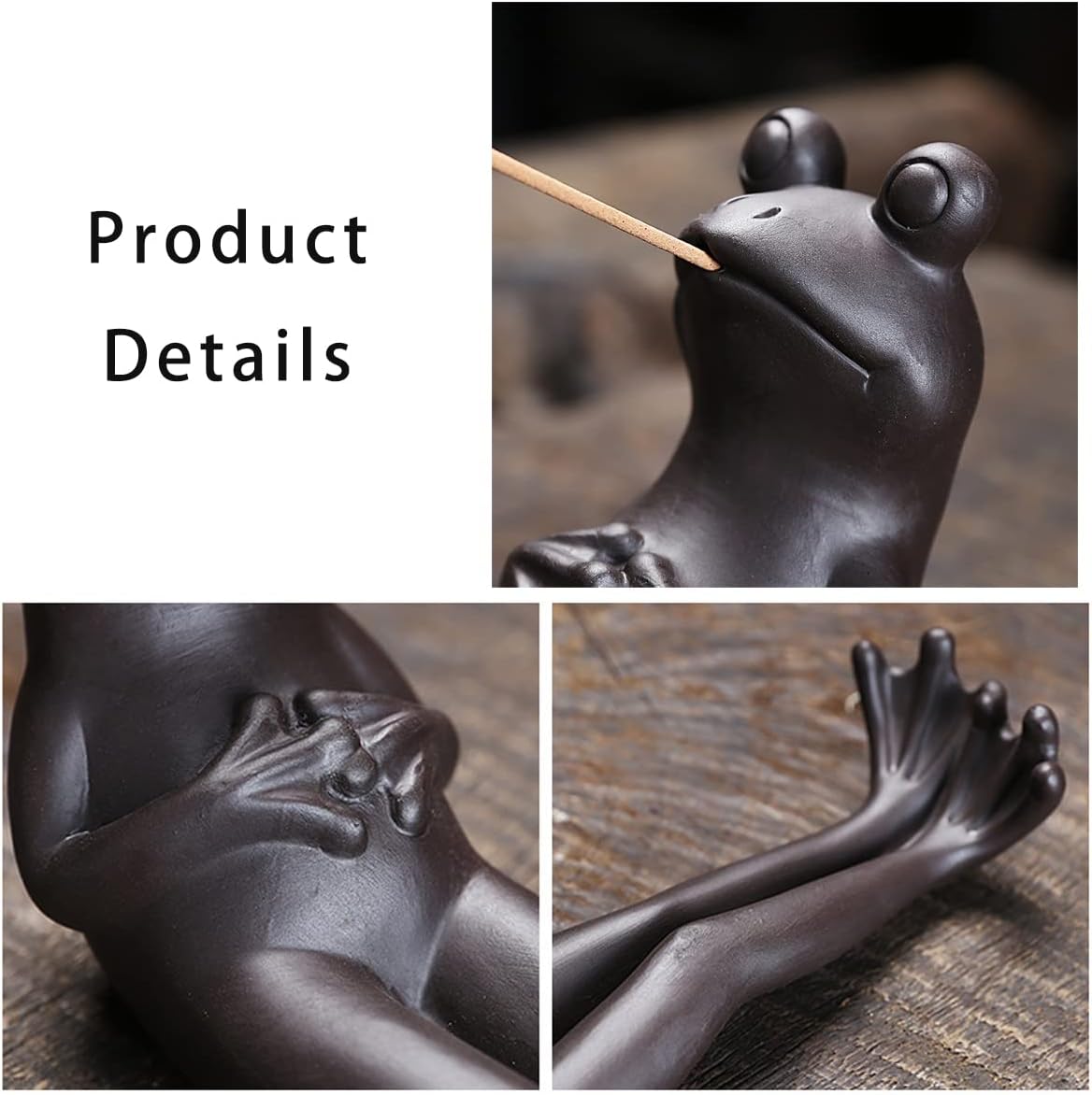 ChangWanna Frog Incense Stick Holder - Ceramic Incense Burner with 45 Sandalwood Sticks
