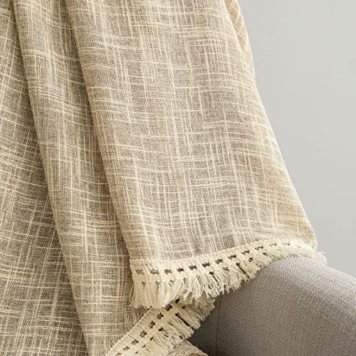 Beda Home Tassel Linen Textured Swag Curtain Valance for Farmhouse Kitchen 1
