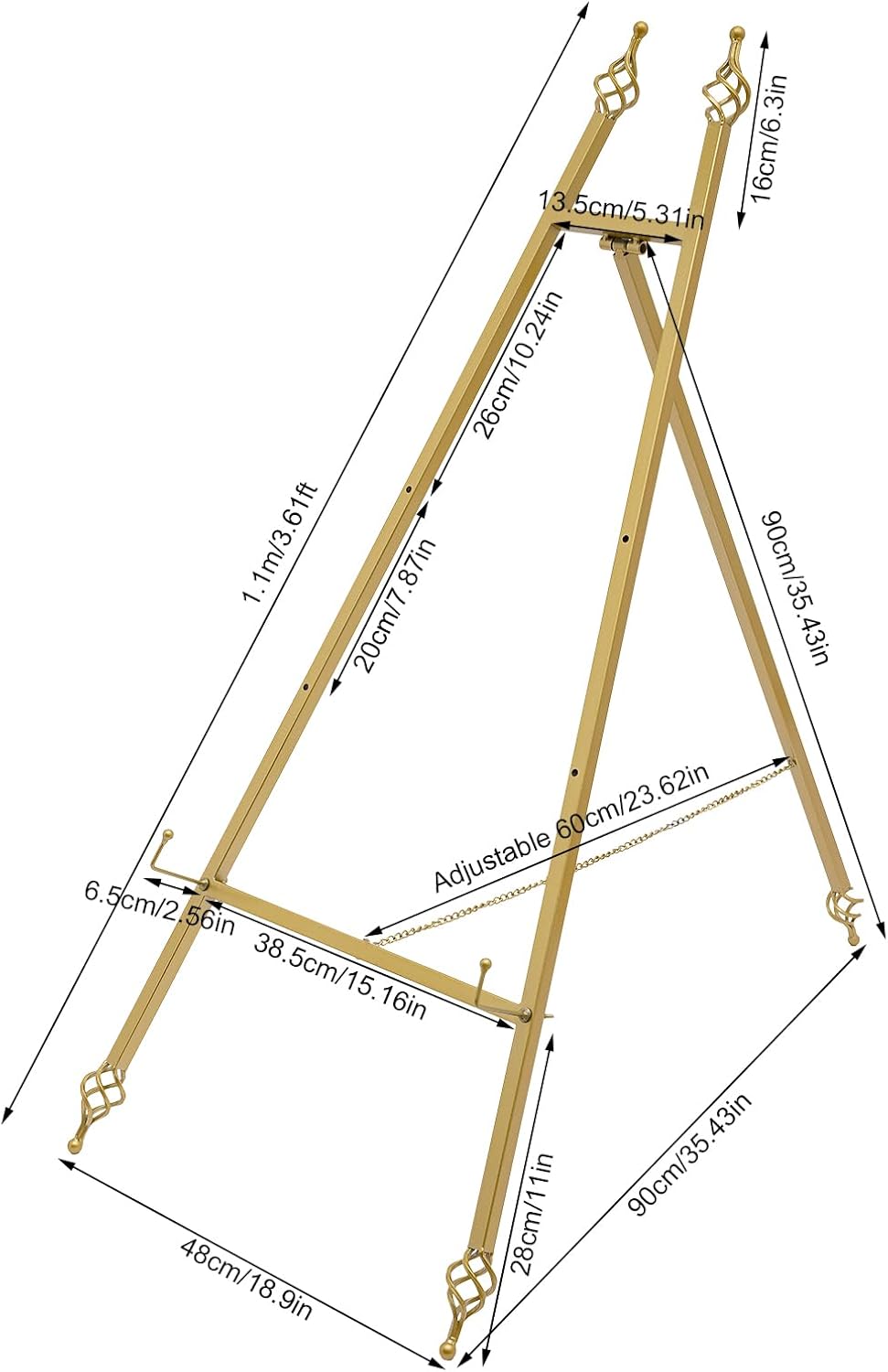 2Pcs Metal Easel Stand with 6 Holes Adjustable Gold Display Stand