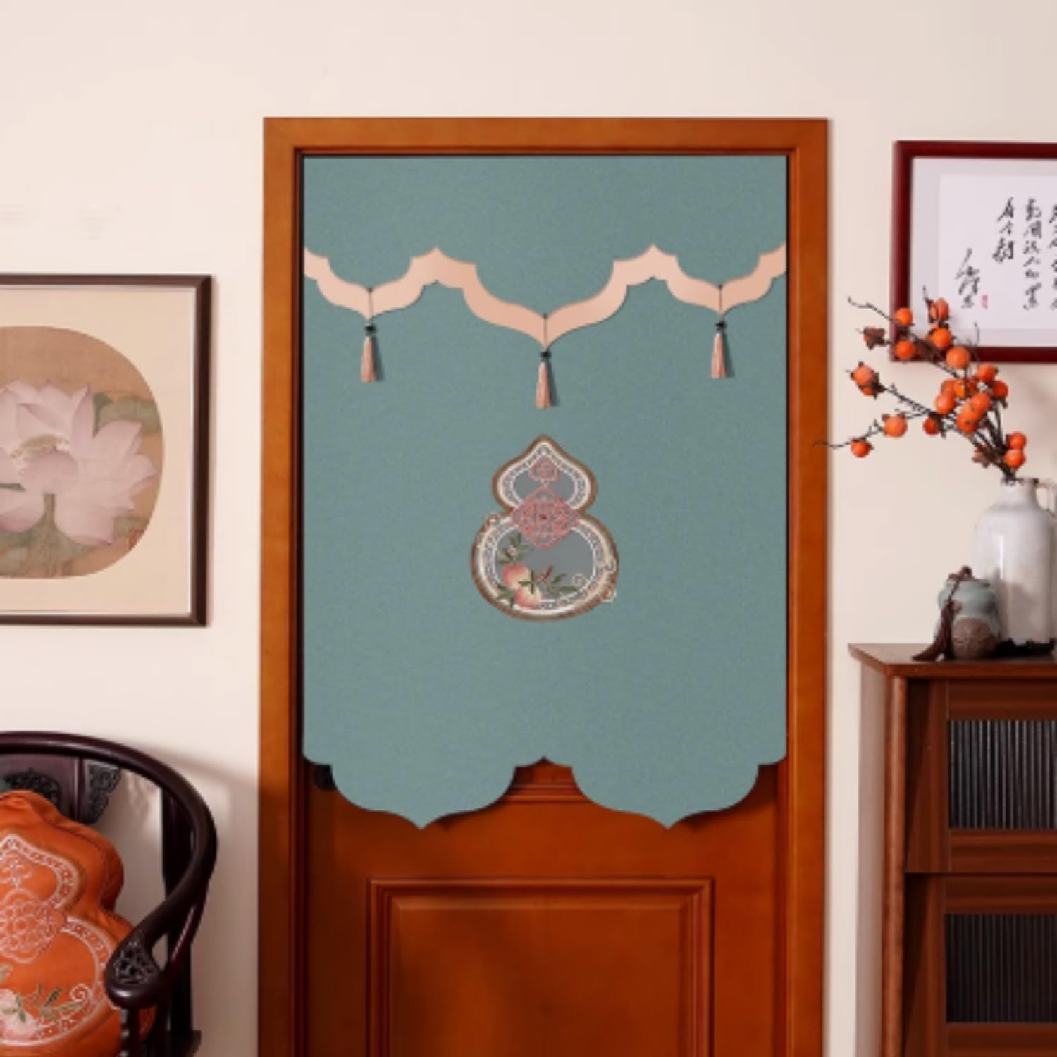 Japanese Noren Door Curtain with Telescopic Rod
