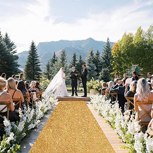 Gold Sequin Aisle Runner 4ft x 15ft Wedding Decor Carpet