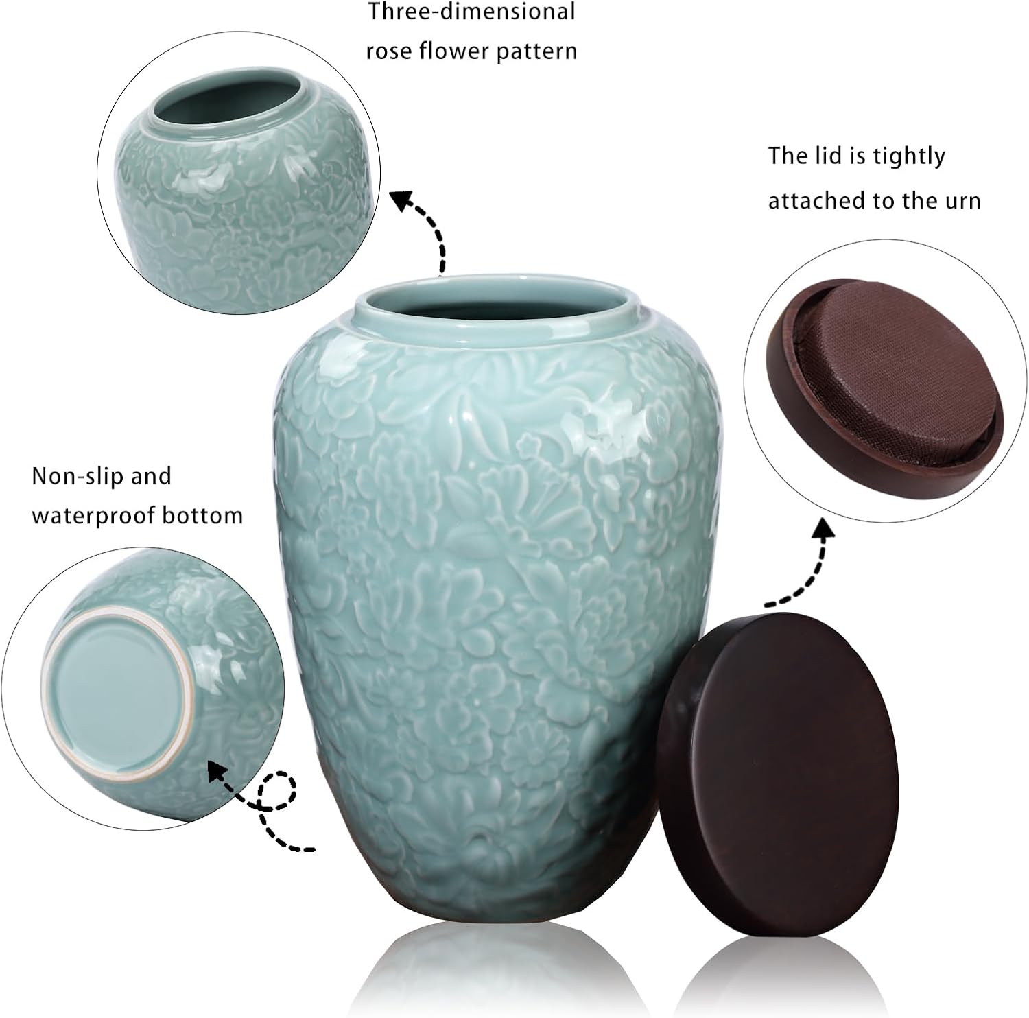 Elegant Floral Ceramic Urn for Ashes
