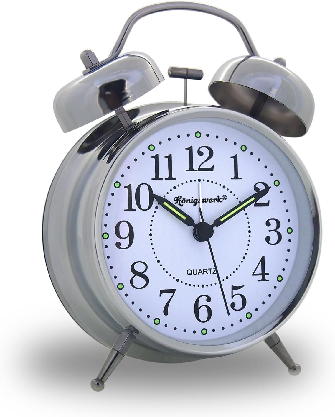 Loud Bell Alarm Clock with Night Light and Analog Display