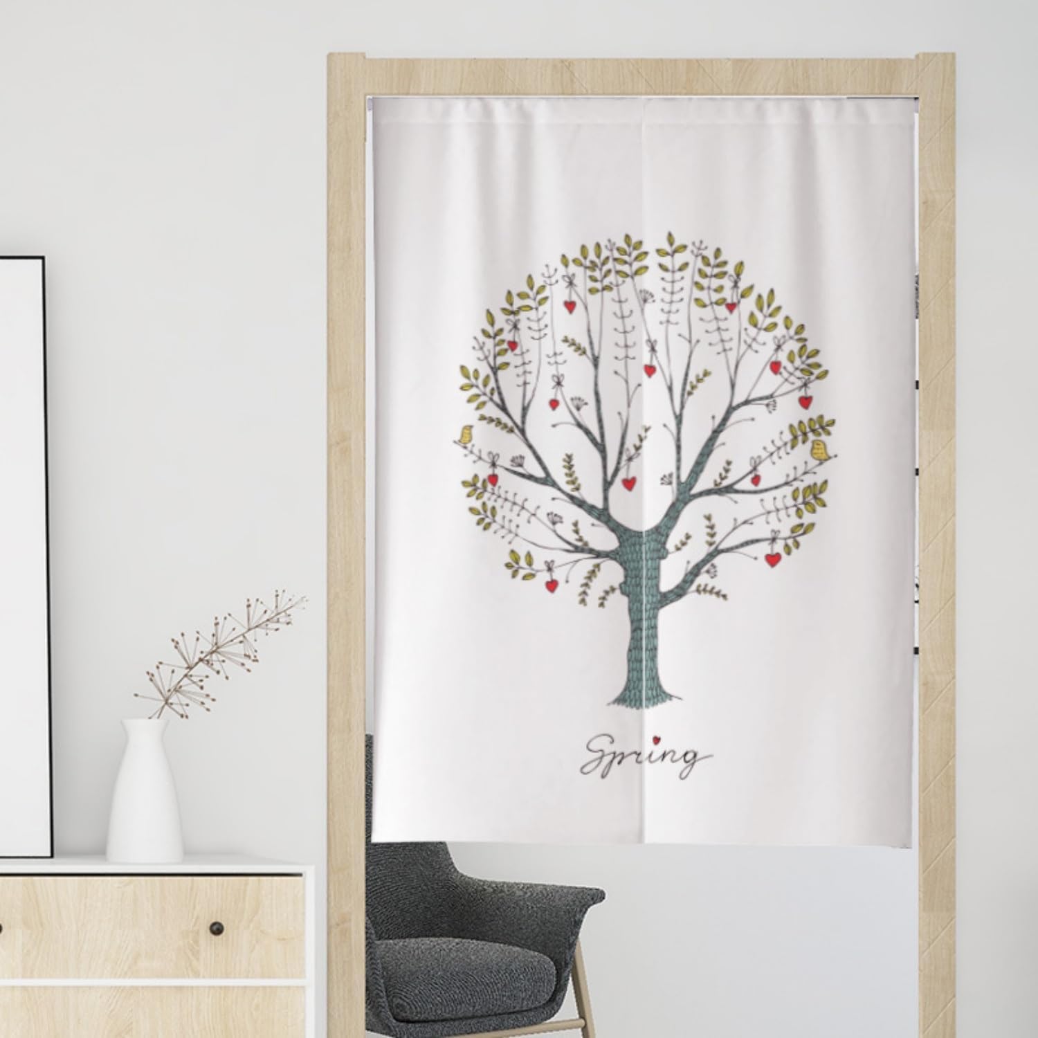 Jidanmian Noren Japanese Animal Door Curtain with Telescopic Rod