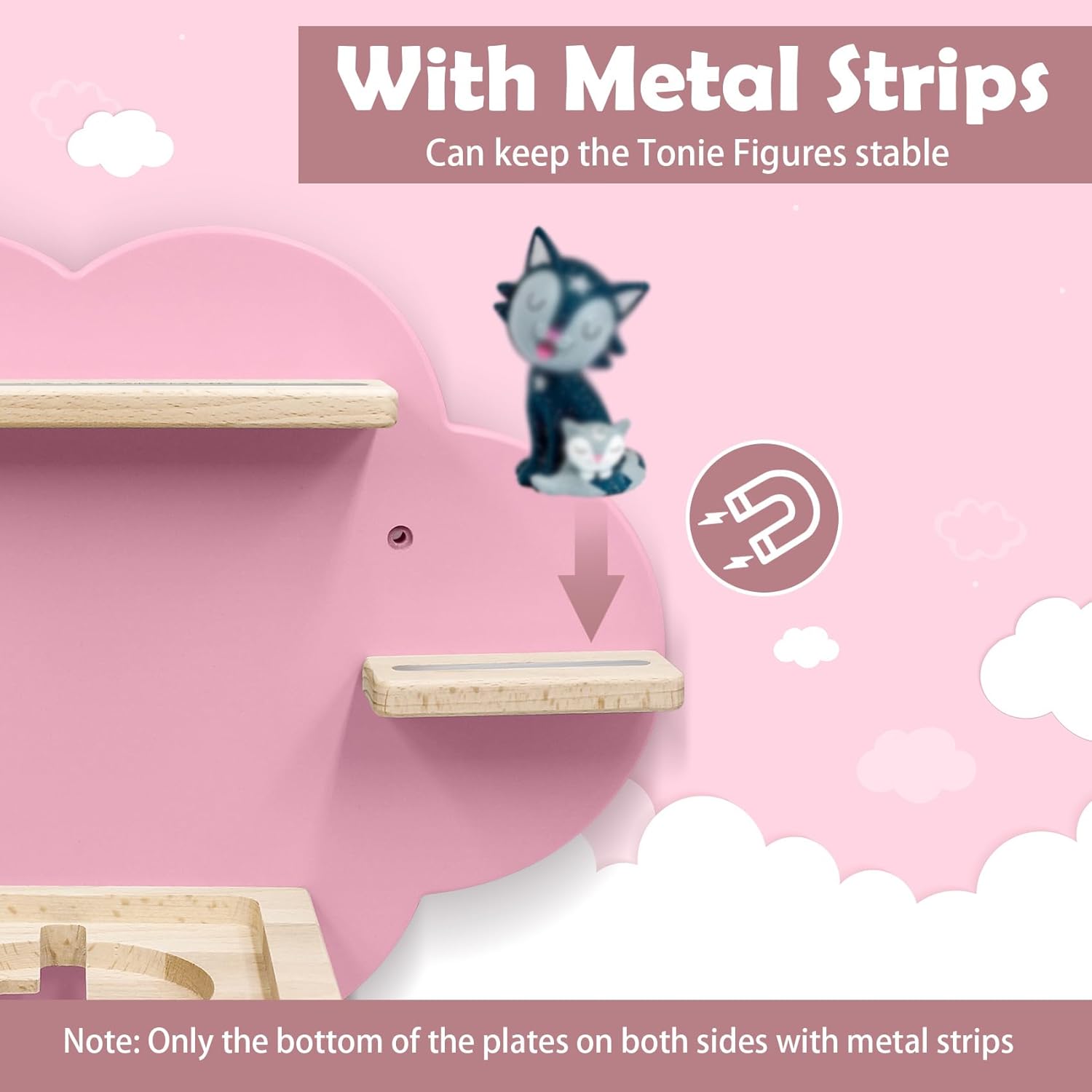 Taladad Magnetic Floating Shelf for Toniebox and Tonie Figures Pink
