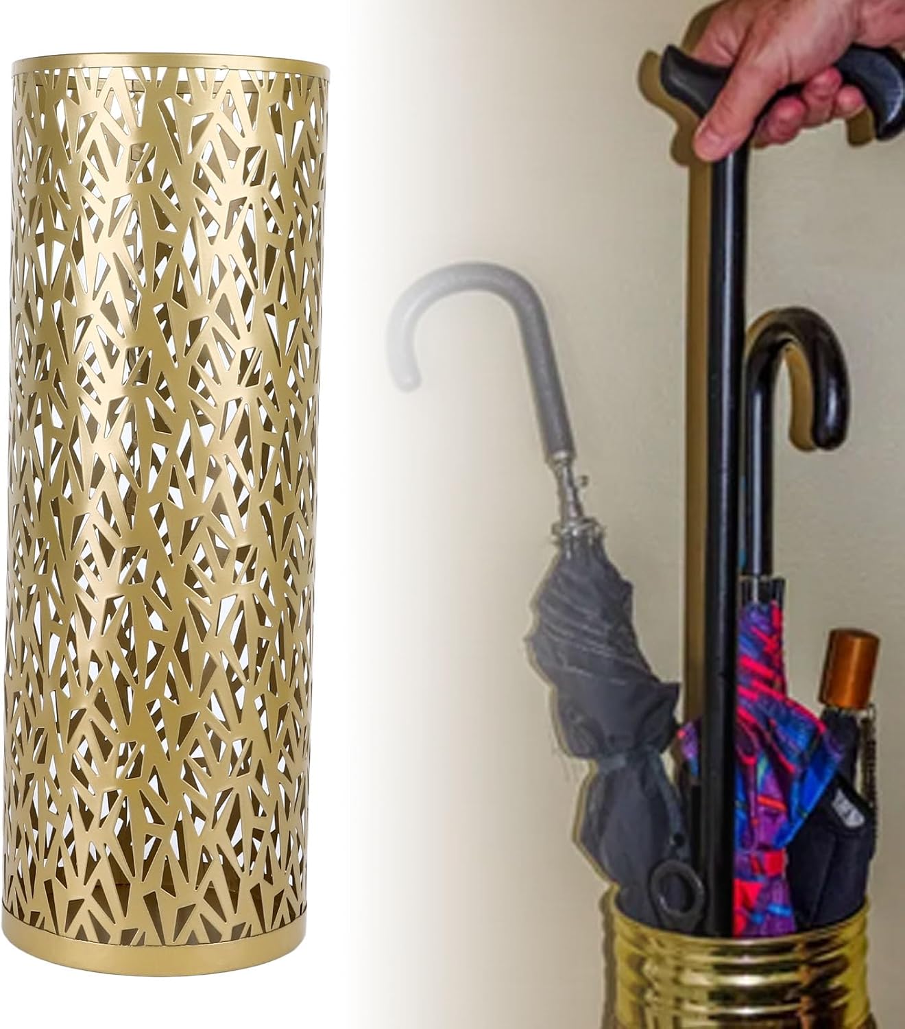SUNFECILI Small-Gold Round Umbrella Stand Holder