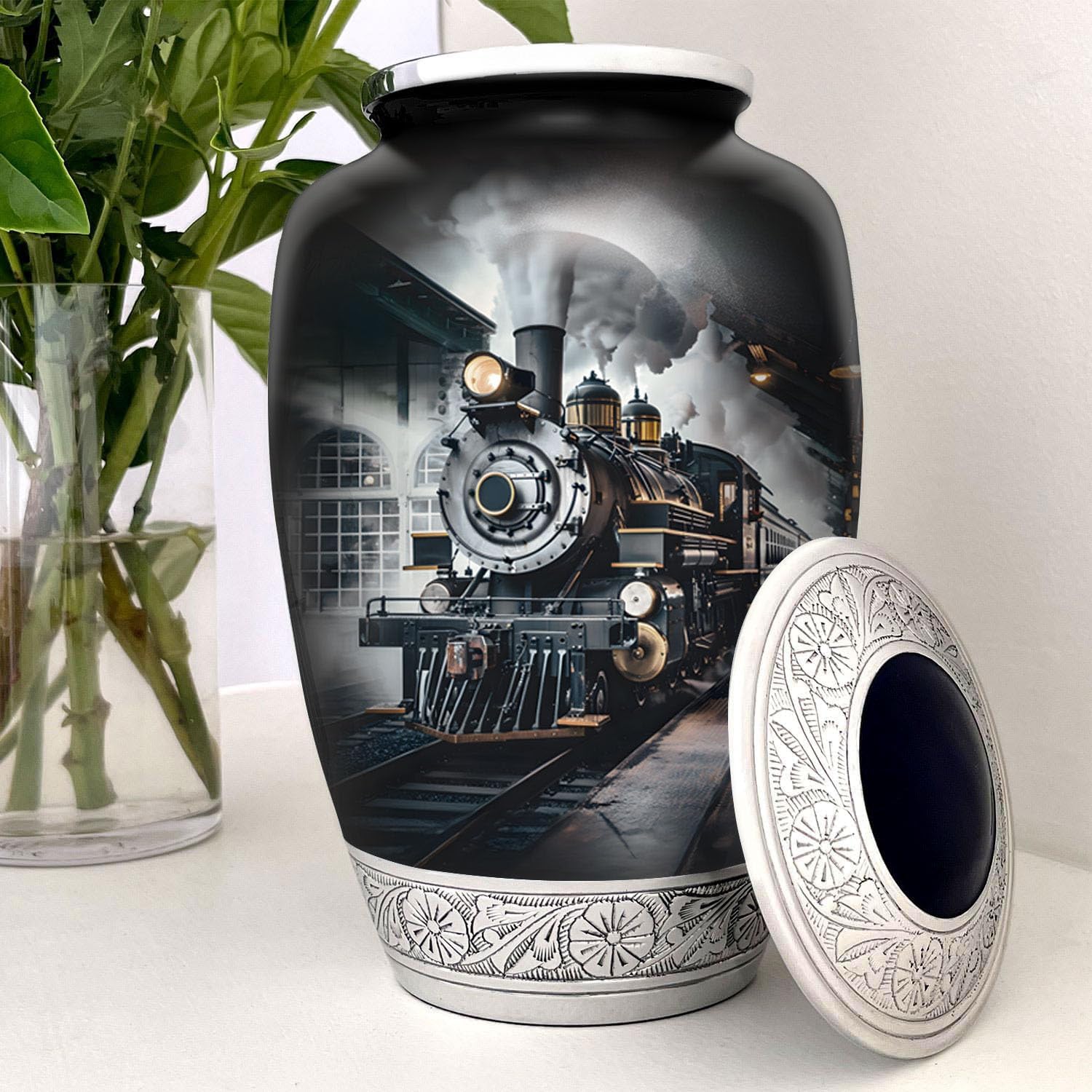 Train Railroad Urn for Human Ashes Handcrafted Memorial
