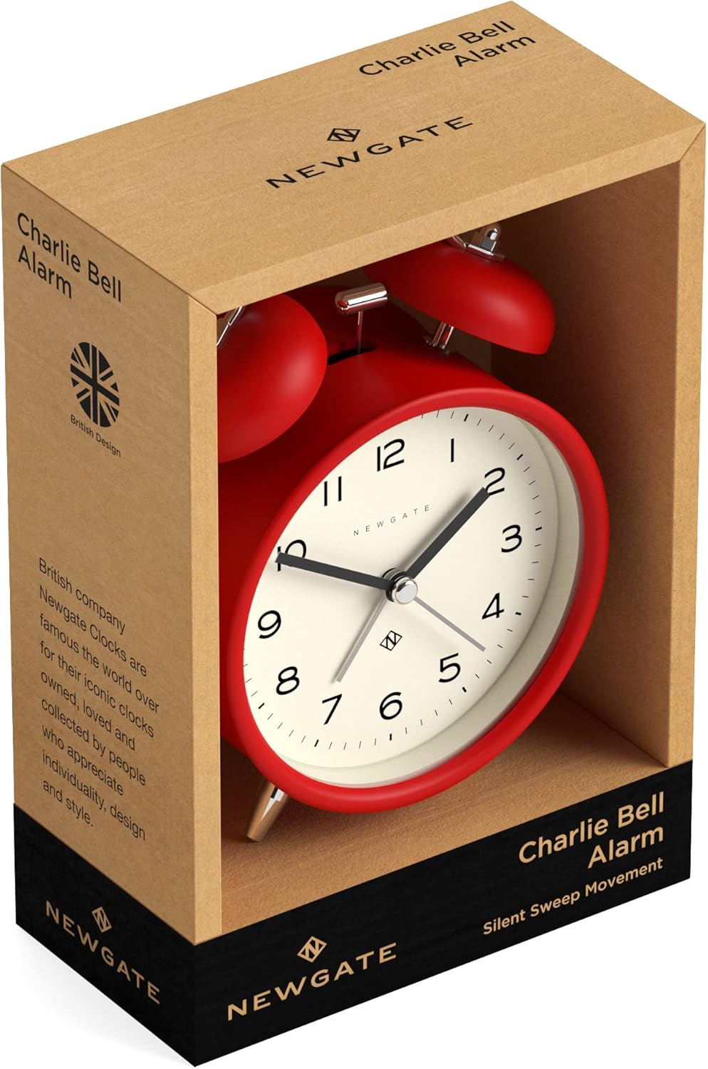 NEWGATE Charlie Bell Echo Alarm Clock Red Modern Retro Design
