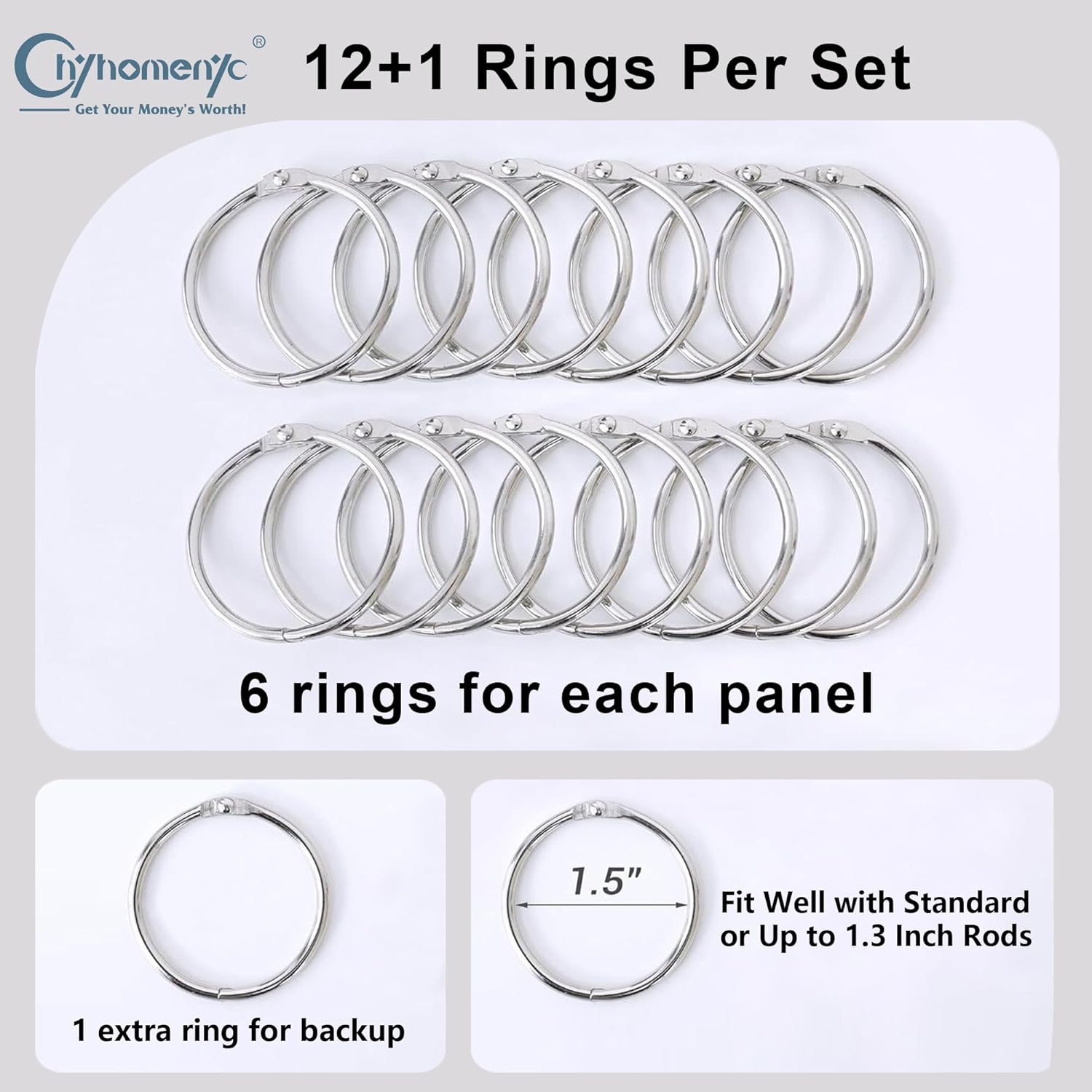 Chyhomenyc 2 Panels Blackout Curtain Liners with 13 Rings