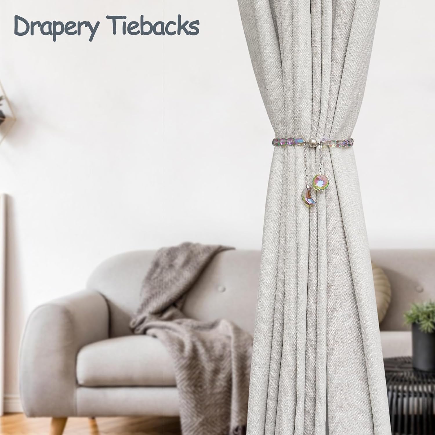 Crystal Beaded Magnetic Curtain Holdbacks 2 Pack Purple