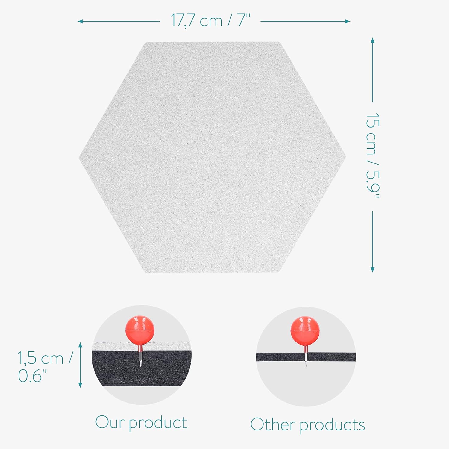 Navaris Hex Felt Bulletin Board Set of 6