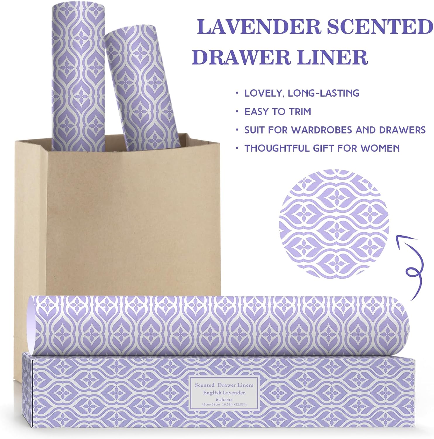SCENTORINI Lavender Scented Drawer Liners 6 Sheets