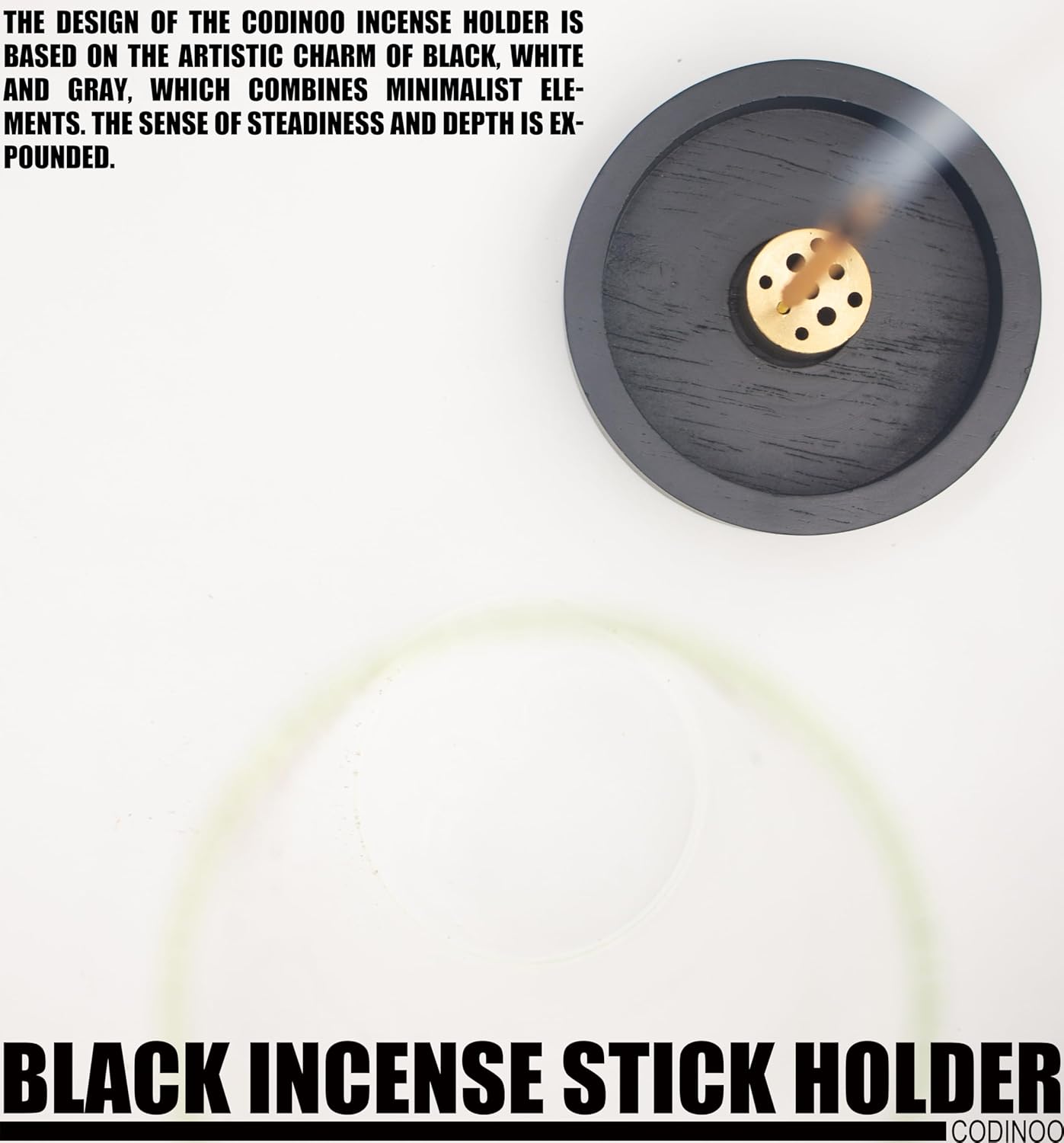 Modern Incense Stick Holder with Glass Ash Catcher Black