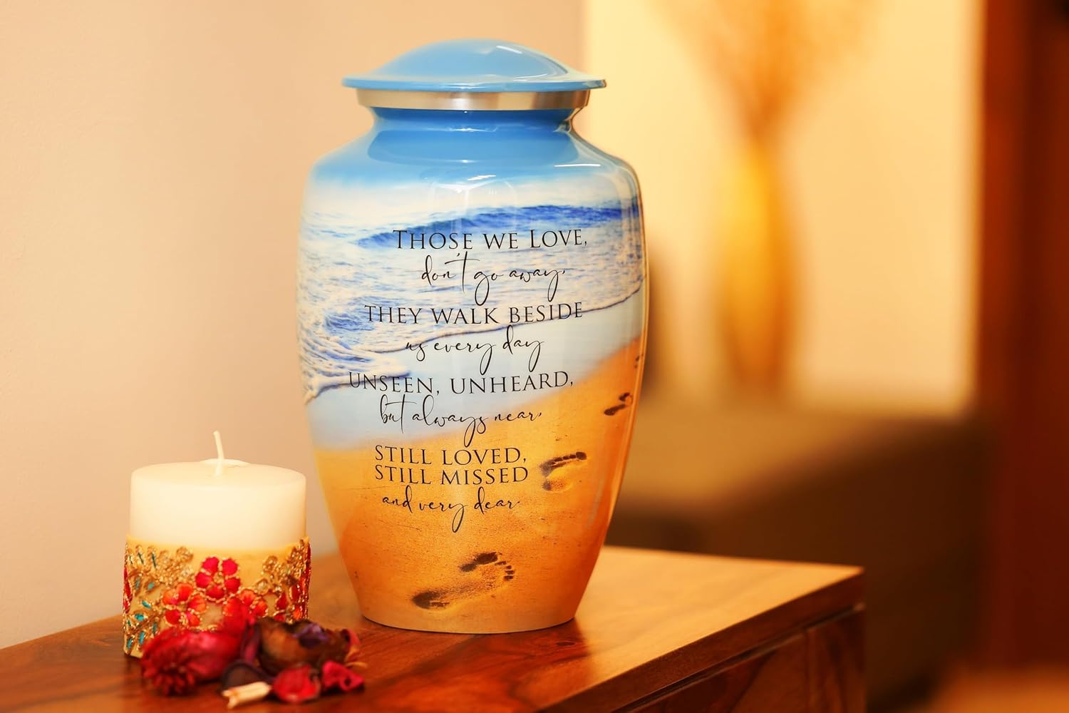 Cremation Urn for Human Ashes - Ocean Blue Large