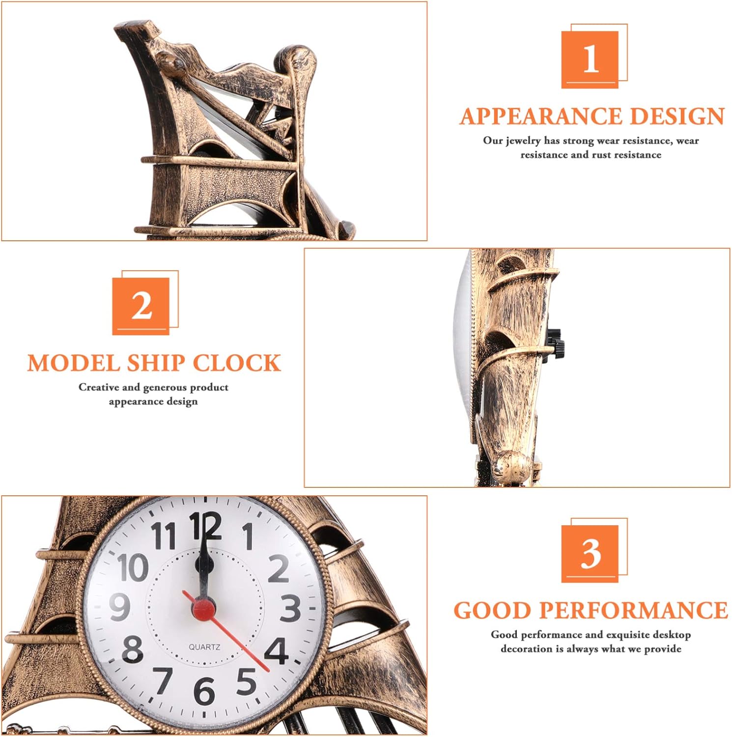Retro Sailboat Alarm Clock Nautical Decor Timepiece