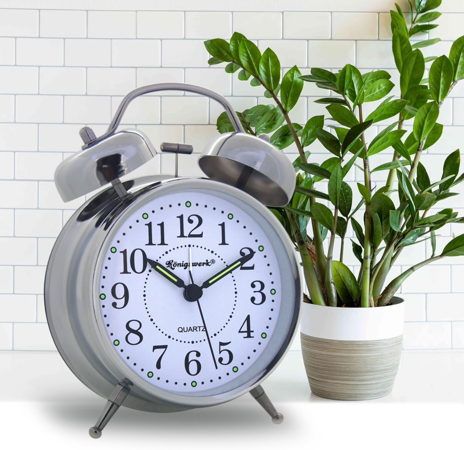 Loud Bell Alarm Clock with Night Light and Analog Display