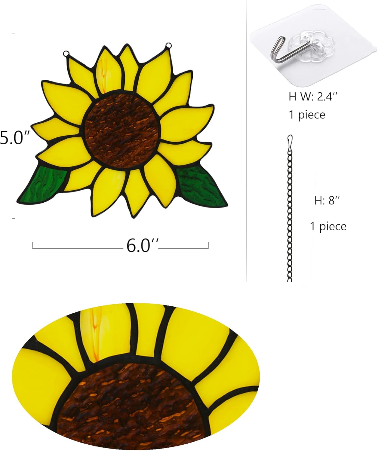 Stained Glass Sunflower Window Hanging Decor