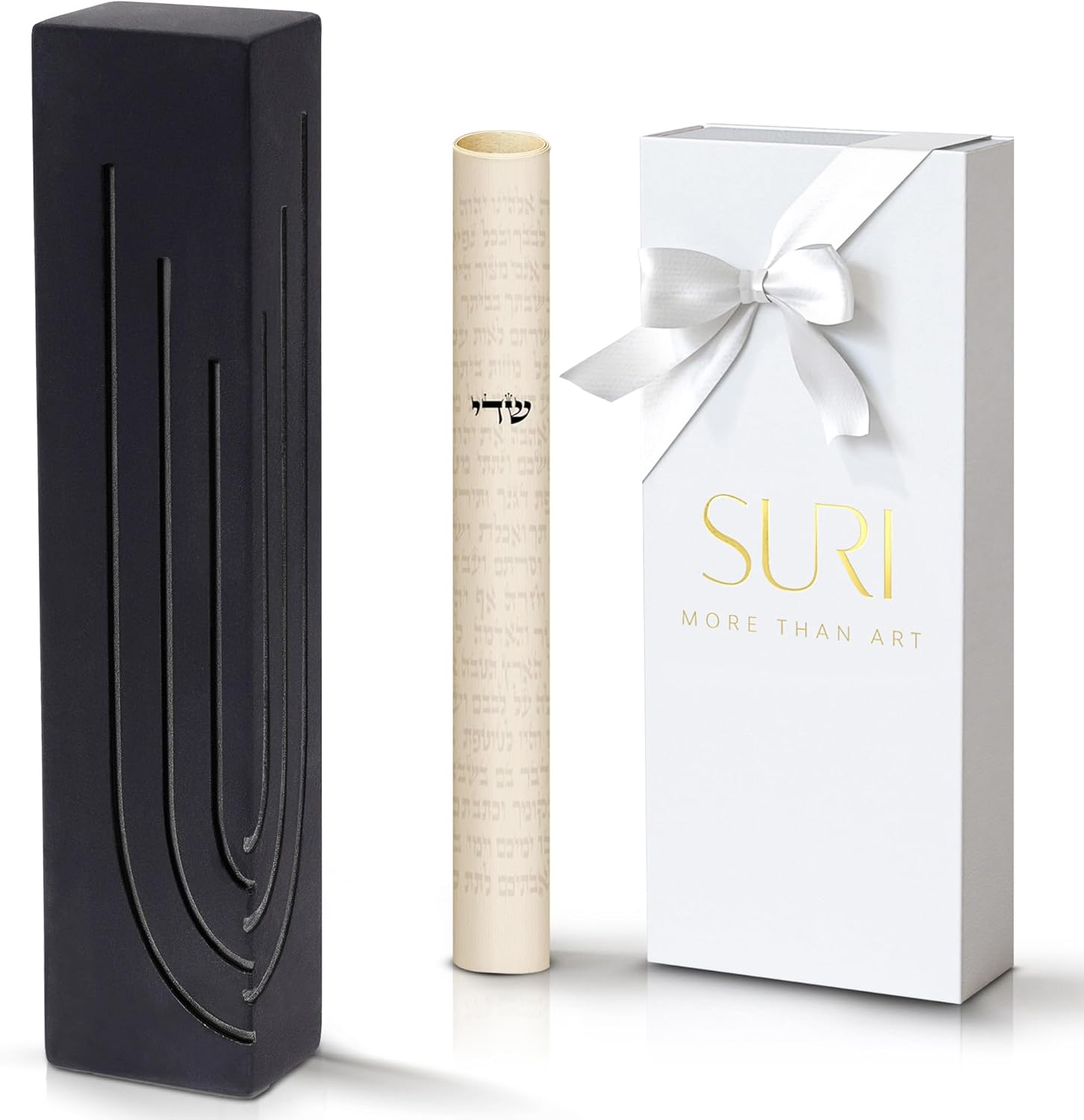 SURI Modern Concrete Mezuzah with Scroll and Shin