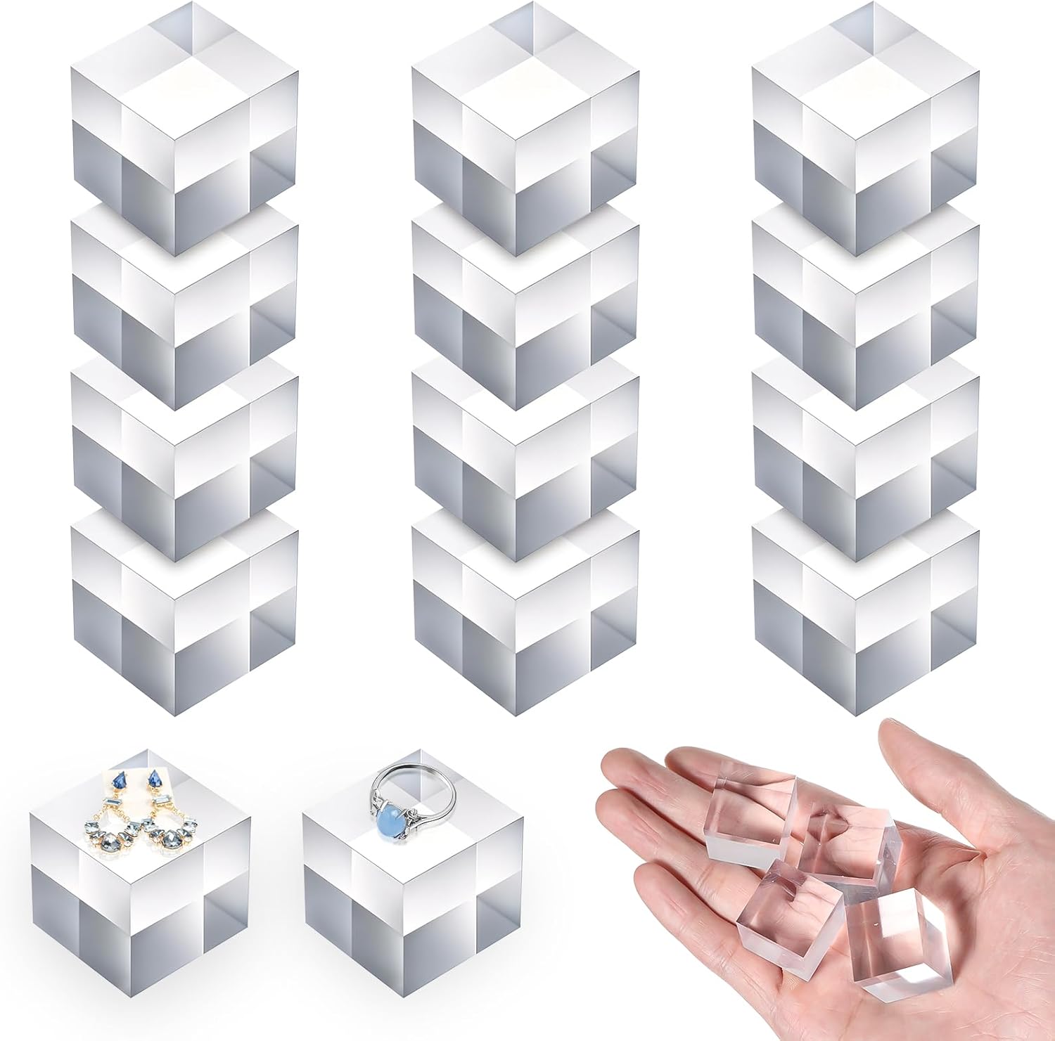 DIVINA VITAE 16Pcs Acrylic Display Risers for Jewelry and Collectibles
