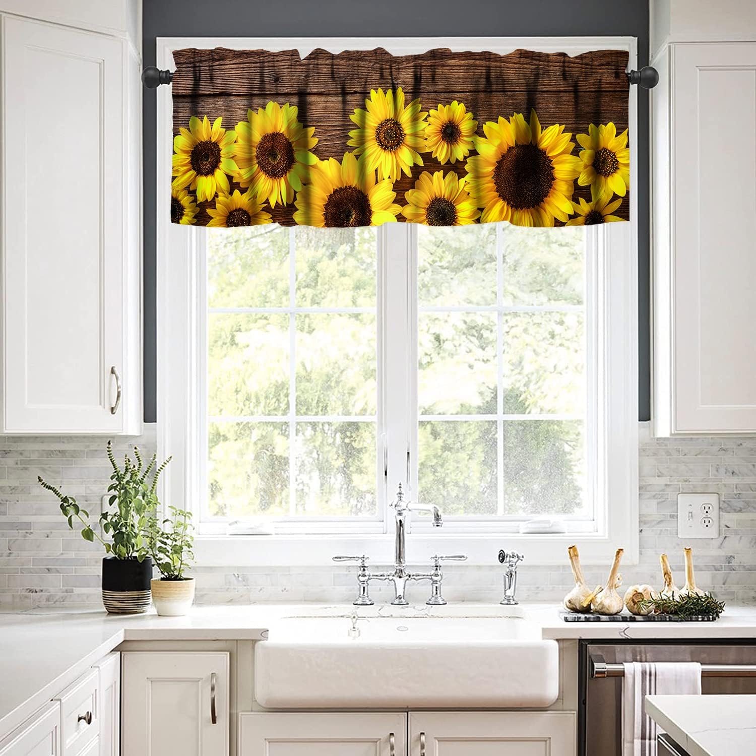 Sunflower Valance Curtains for Kitchen Living Room 54x18 Inch