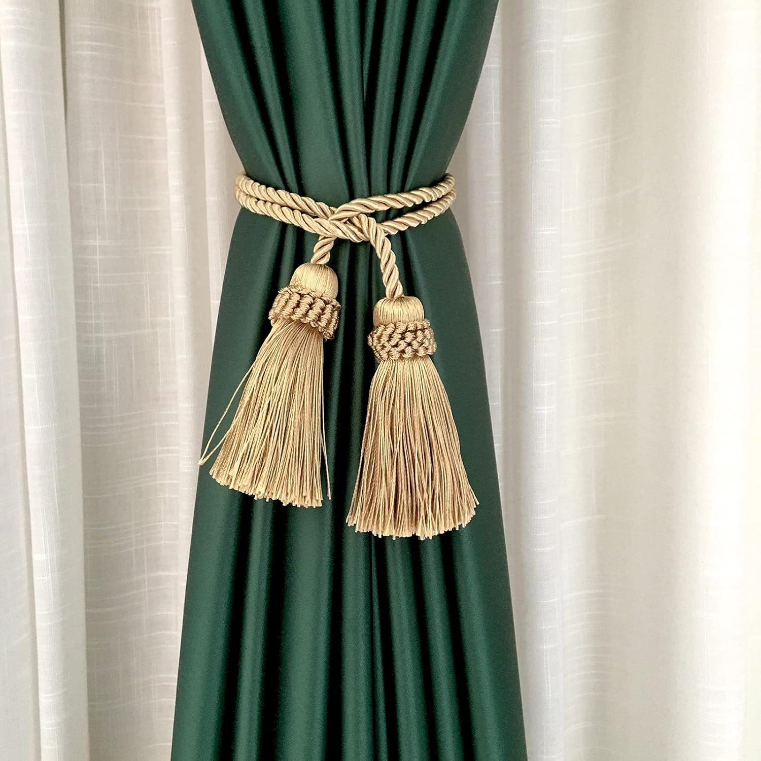 Fenghuangwu Curtain Tiebacks Handmade Gold 2P