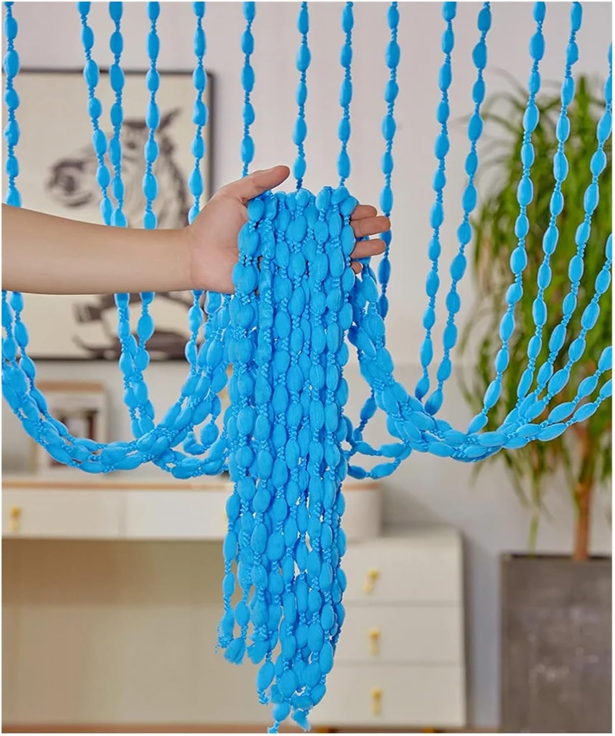 Doorway Curtain Bead Curtain 1x2M Blue Sheer