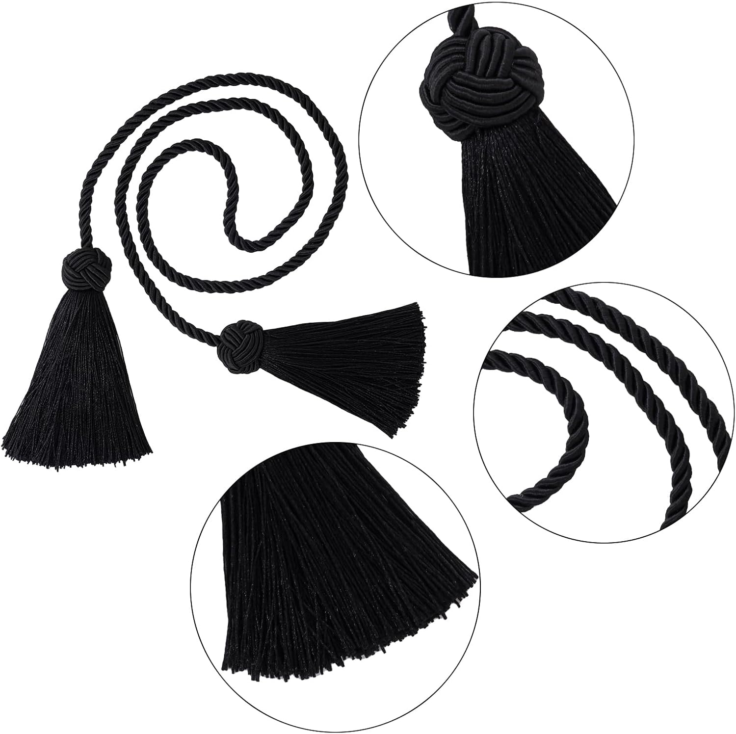 Black Curtain Tiebacks with Tassels Holdbacks