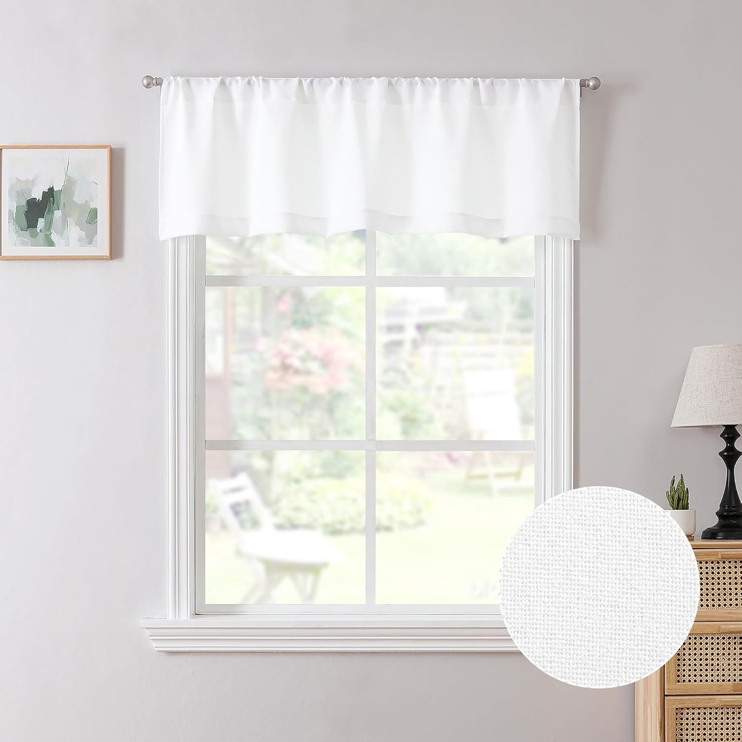 Tollpiz White Linen Valance 54 x 16 Inches Set of 1