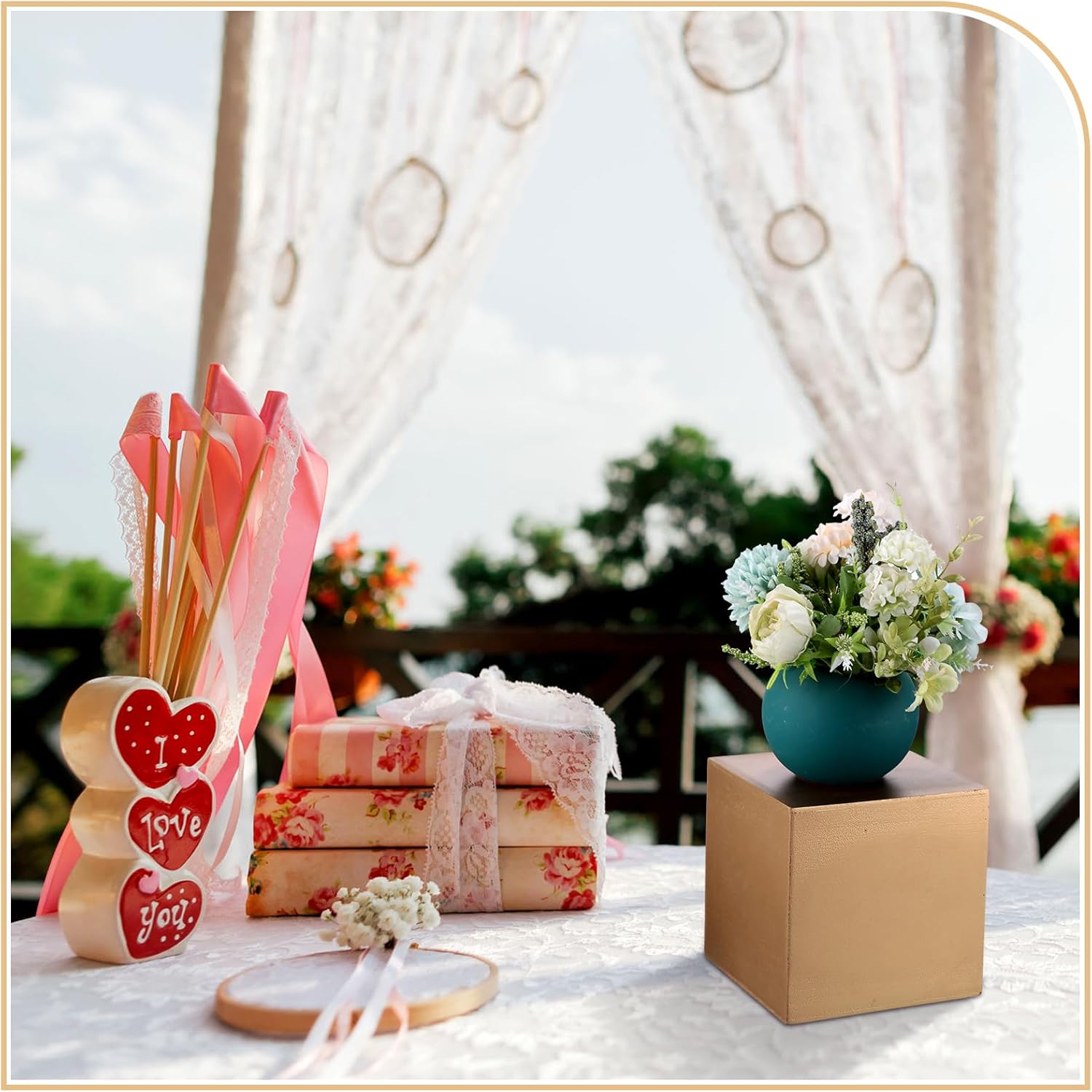 BBTO 6 Pcs Wooden Gold Buffet Risers Display Set