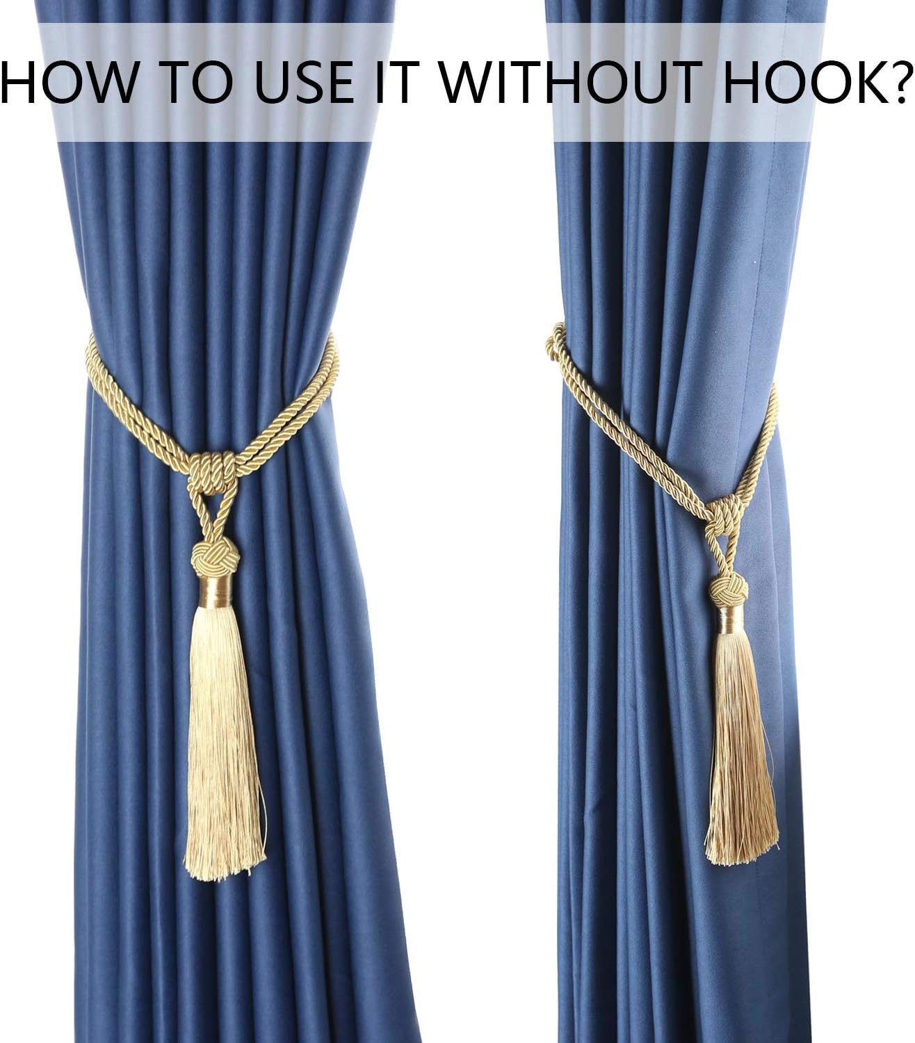 BEL AVENIR Curtain Tiebacks 2 Pack Gold Tassels