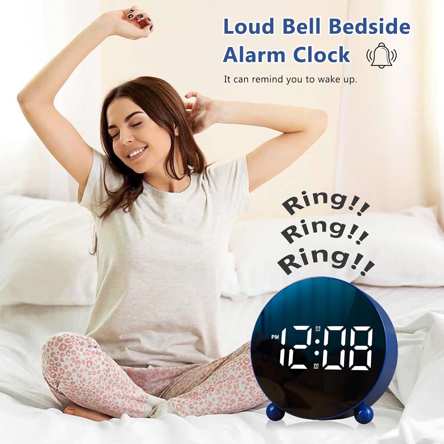 JUSTUP Digital Alarm Clock with Dual Bell and LED Display