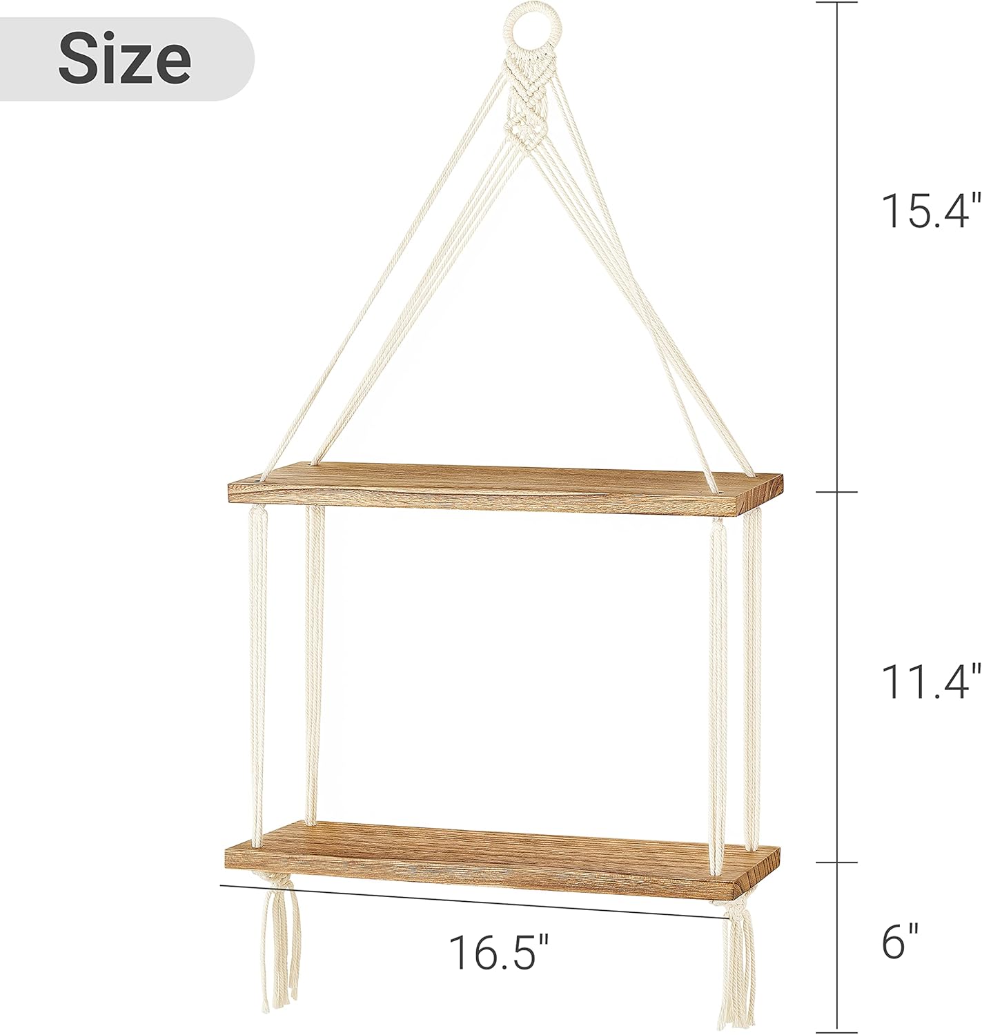Mkono 2 Tier Macrame Shelf Wall Decor Floating Storage