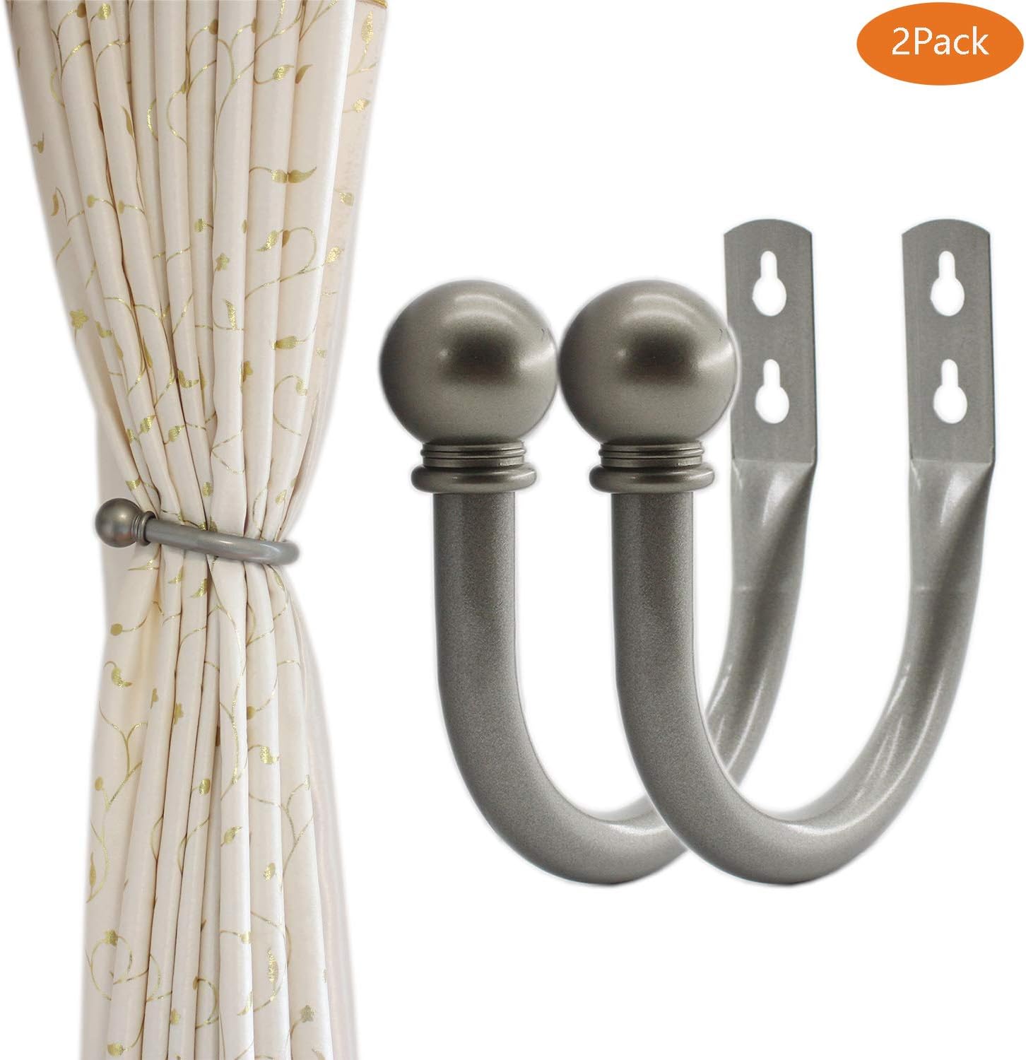 Decorative Curtain Holdbacks with Installation Screws Grey