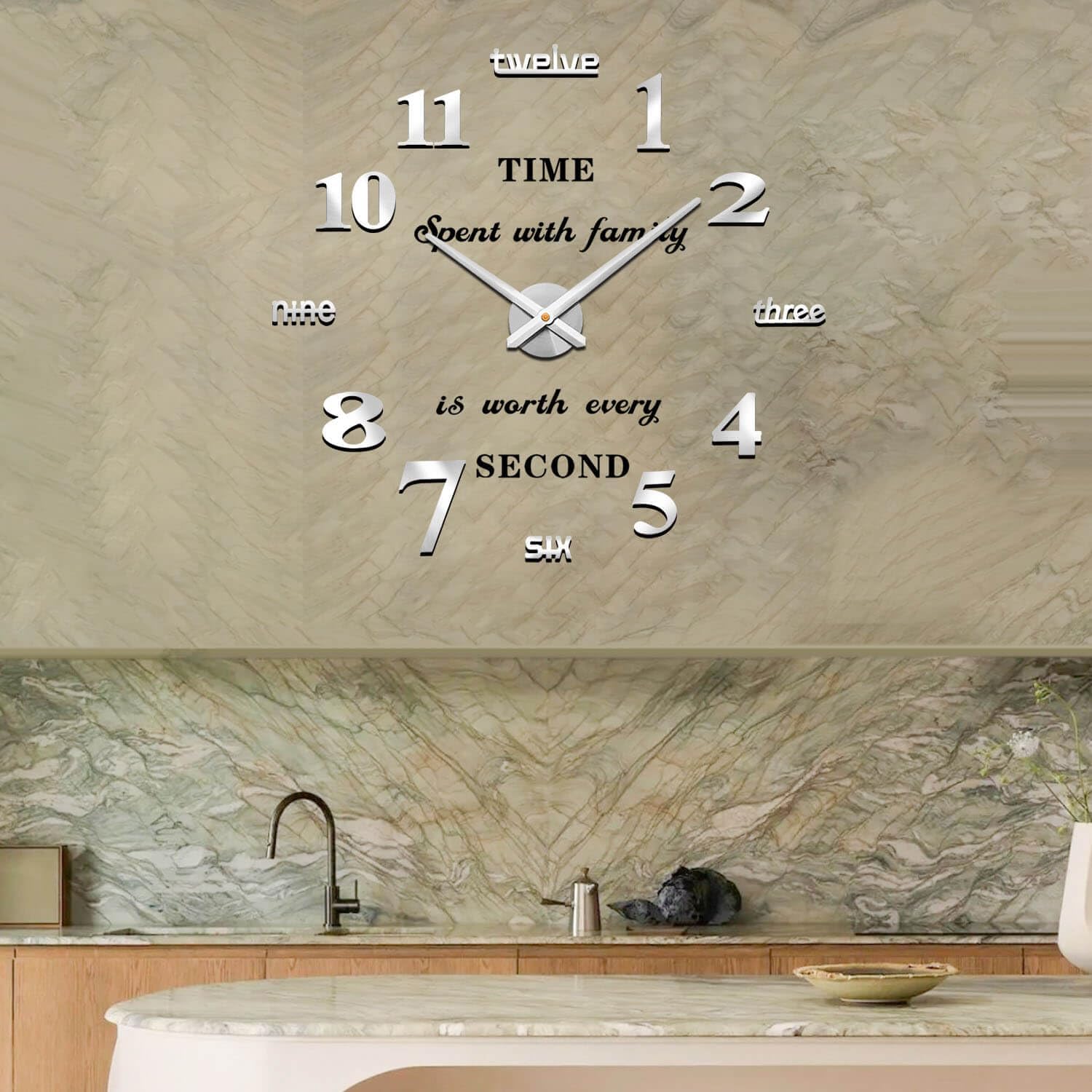 Vangold Large Wall Clocks with Mirror Numbers Black
