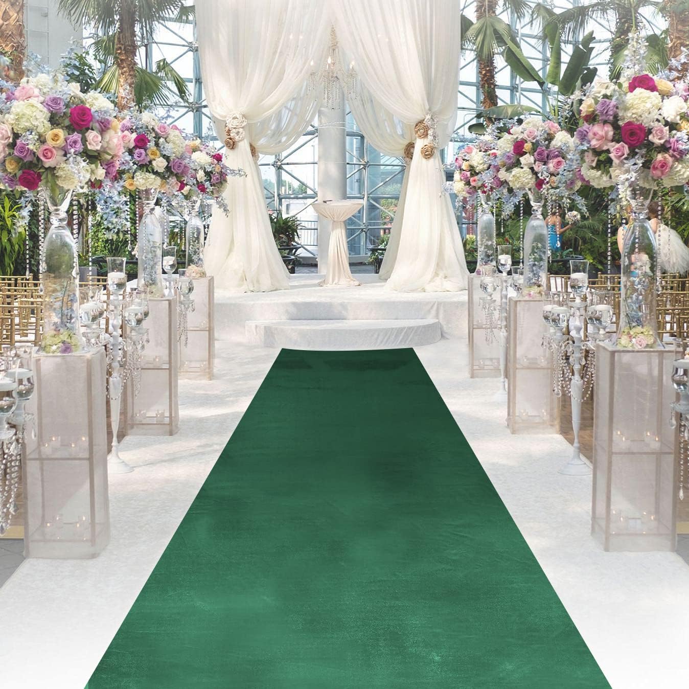 Green Velvet Aisle Runner 25ft x 15ft for Wedding Ceremony