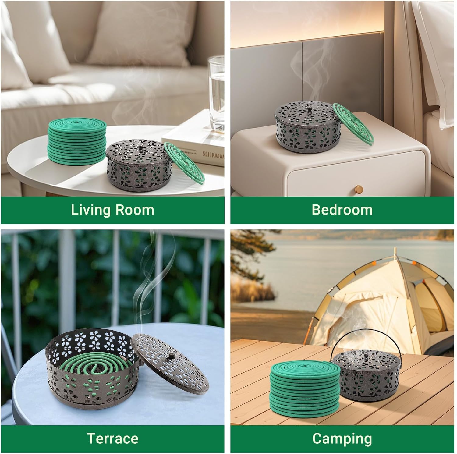 GVOPGIDES Large Citronella Incense Coils and Holder
