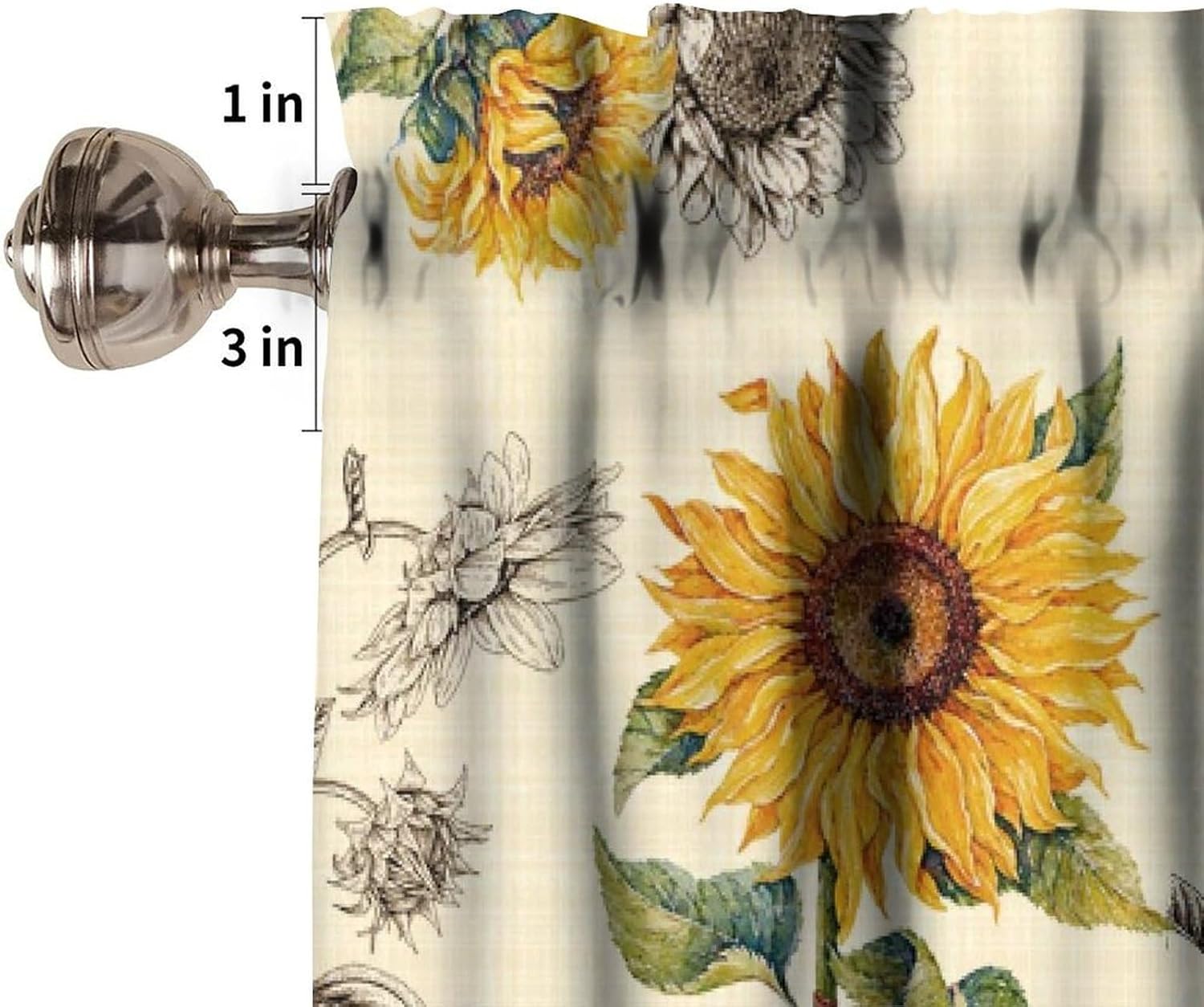 Sunflower Summer Valance Curtain for Home Kitchen Bedroom