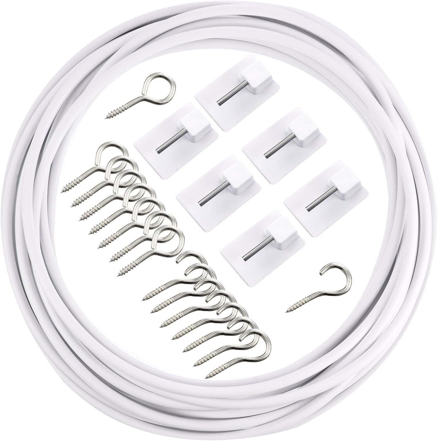 Shappy Curtain Wire with Self-Adhesive Hooks 6 Meter 8 Pairs