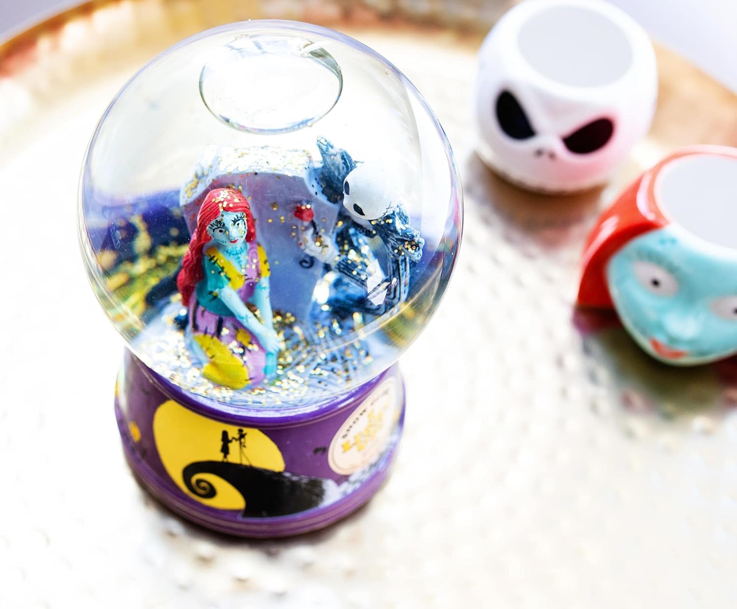 Disney Nightmare Before Christmas Jack Sally Light Up Snow Globe