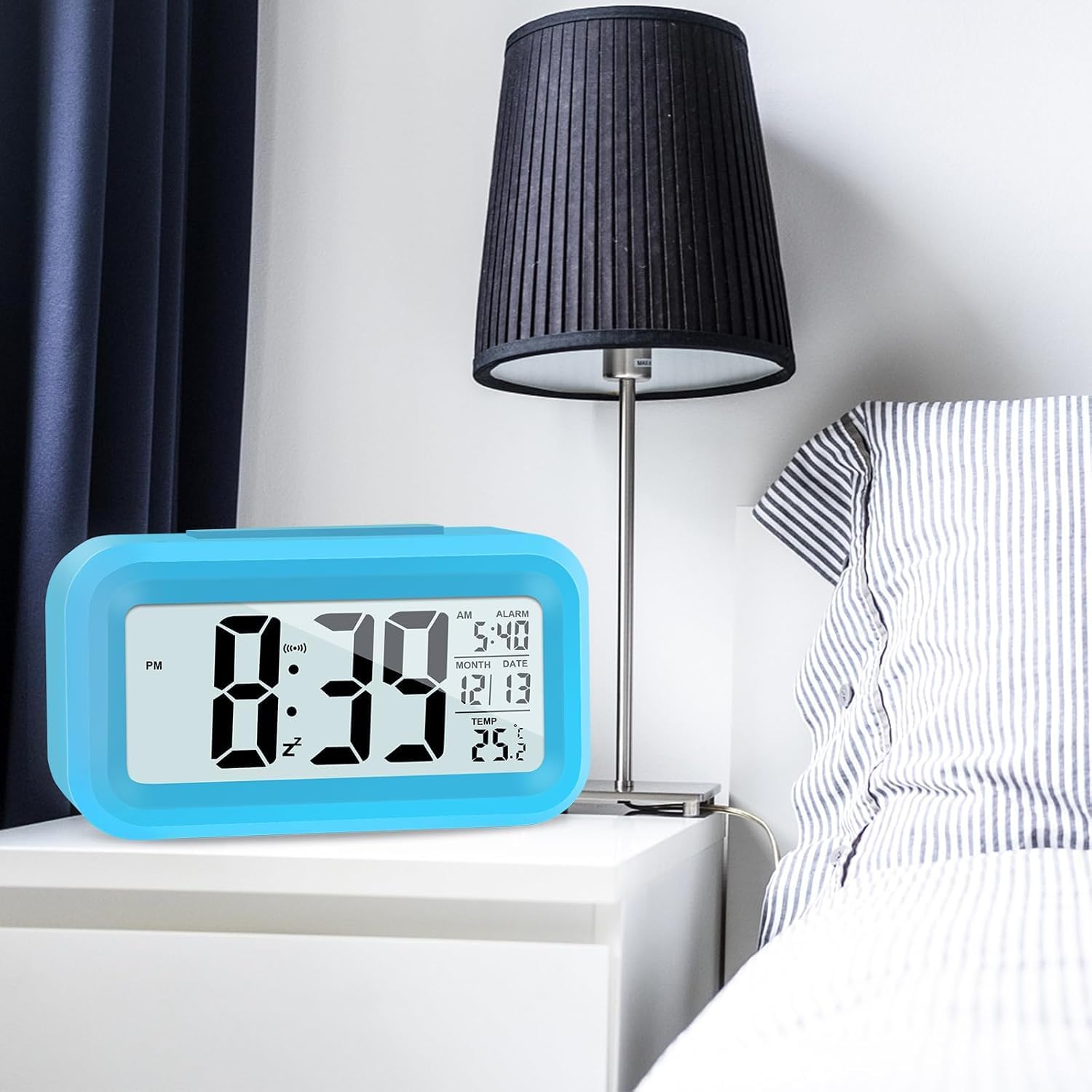 Hooporia Blue Digital Alarm Clock for Bedroom