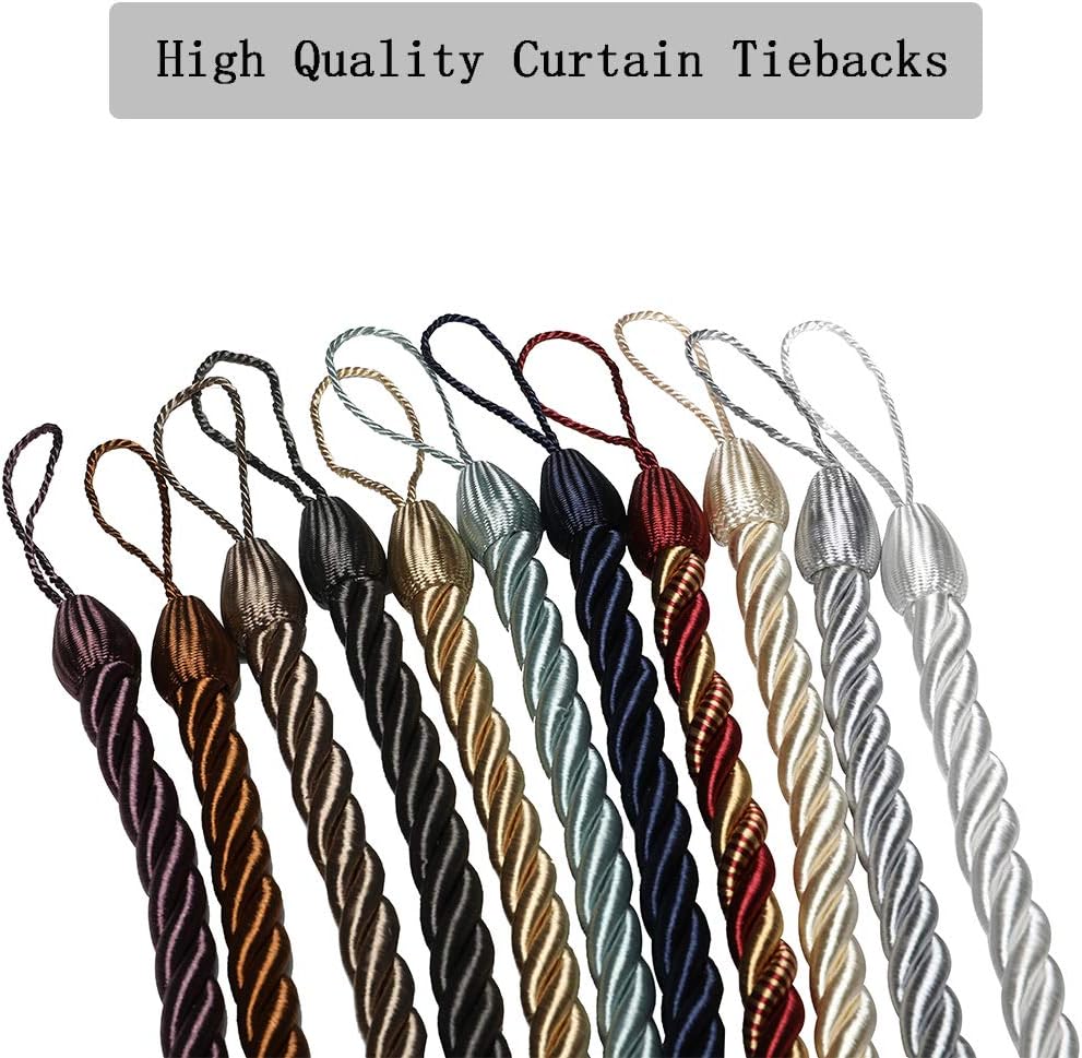BEL AVENIR Curtain Tiebacks with 2 Metal Hooks 2 Pack