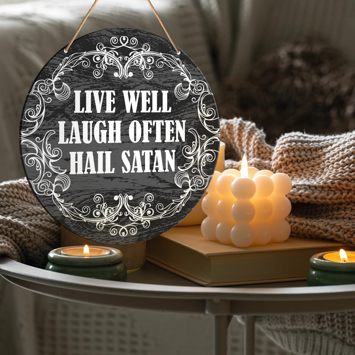 Gothic Wall Decor Satanic Hanging Sign for Gothic House