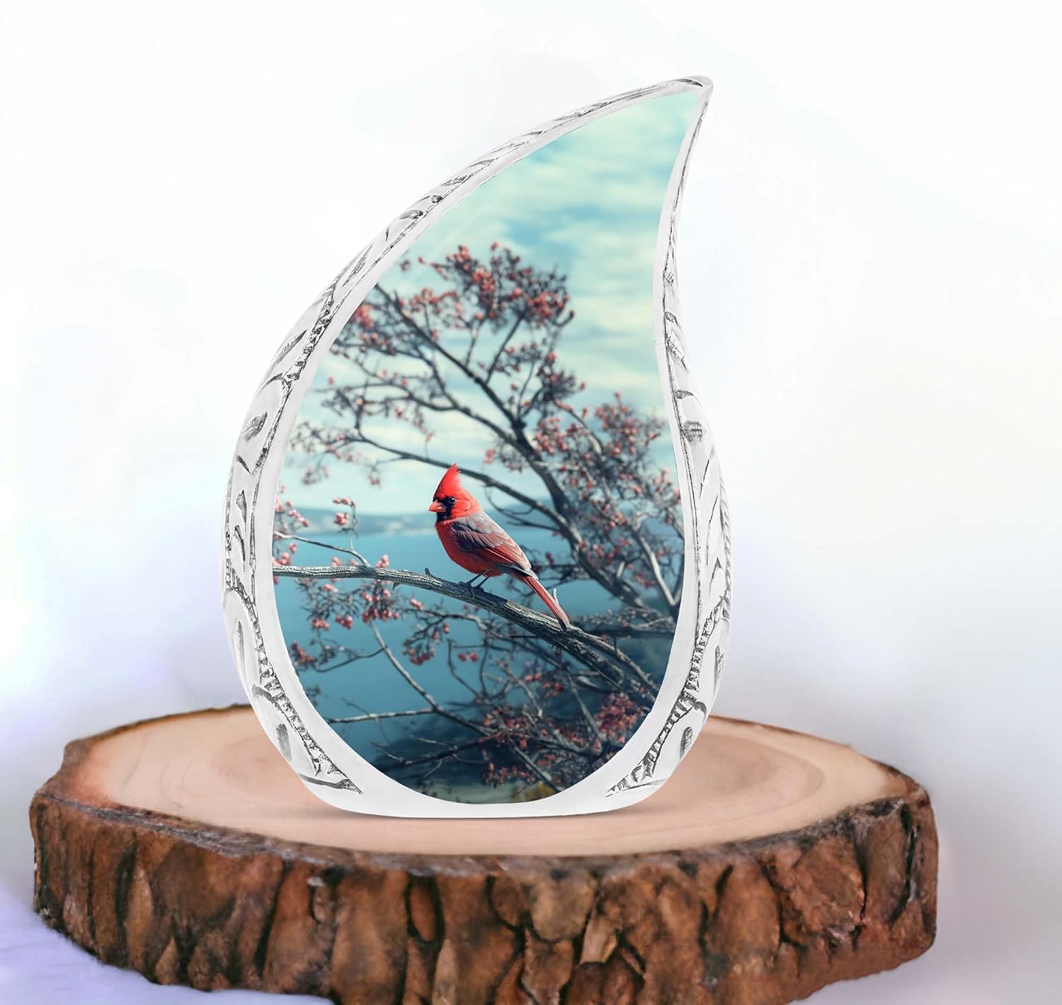 Red Cardinal Urn - 10 Inch Drop Urn for Human Ashes