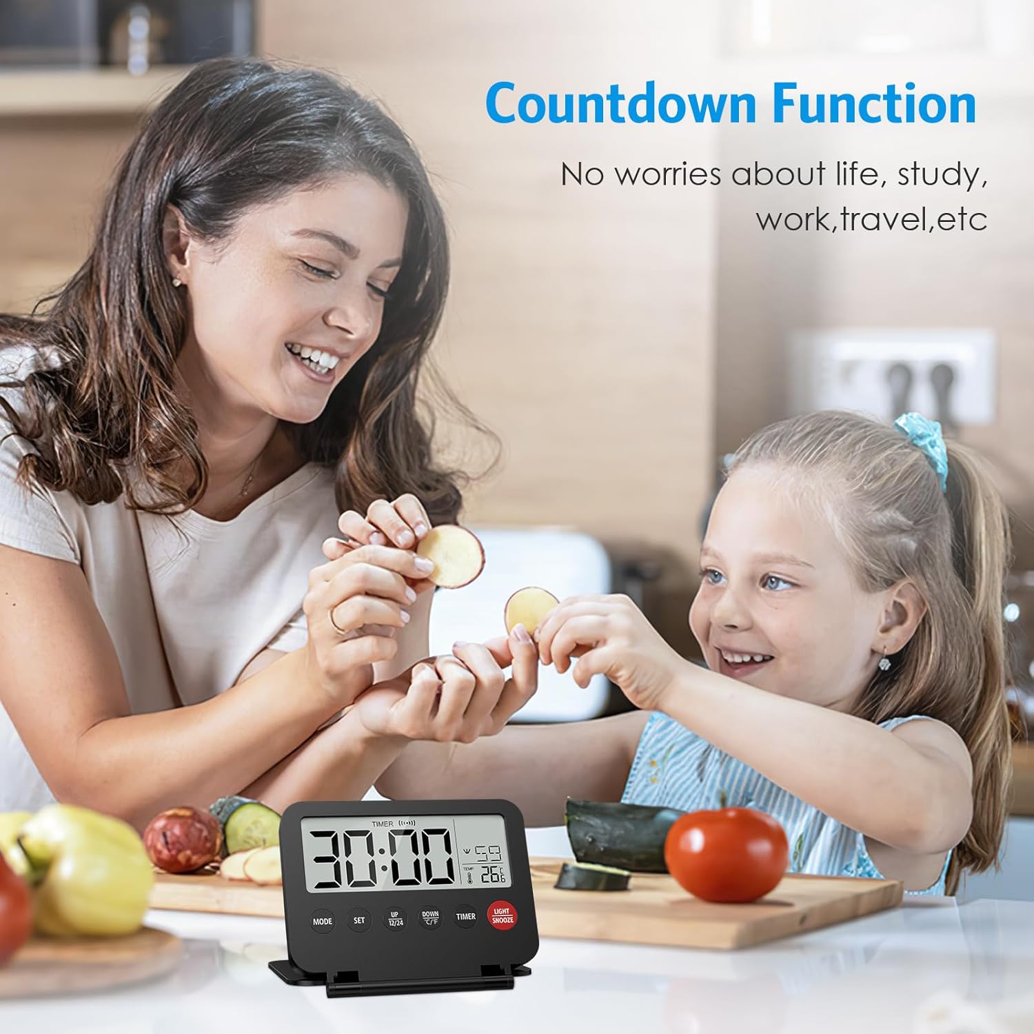 Olipiter Foldable Alarm Clock with Backlight and Temperature Display