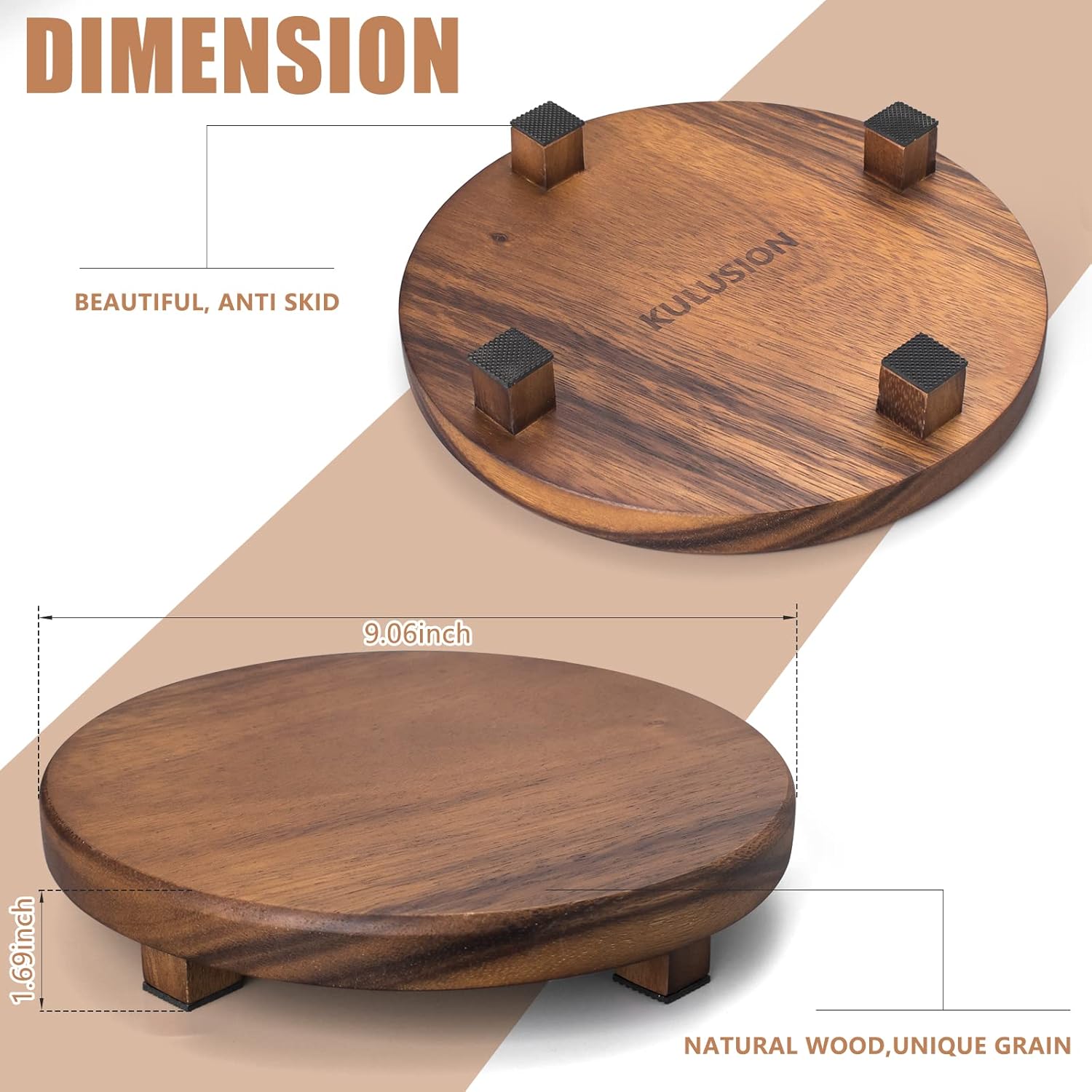 Walnut Wood Pedestal Stand for Display and Decor