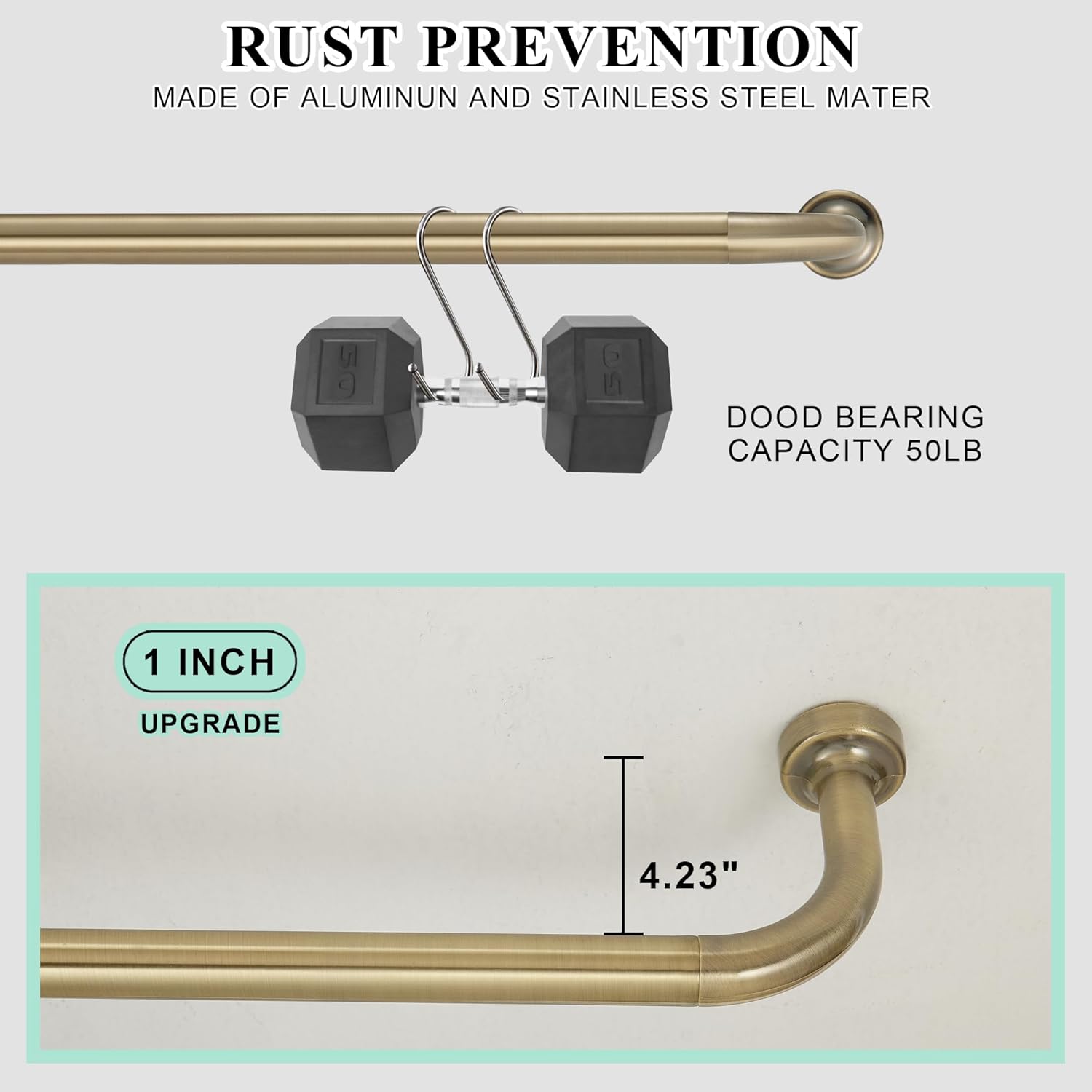 Antique Bronze Curtain Rod - 28-56 Inch Adjustable with 1 Inch Diameter Discs