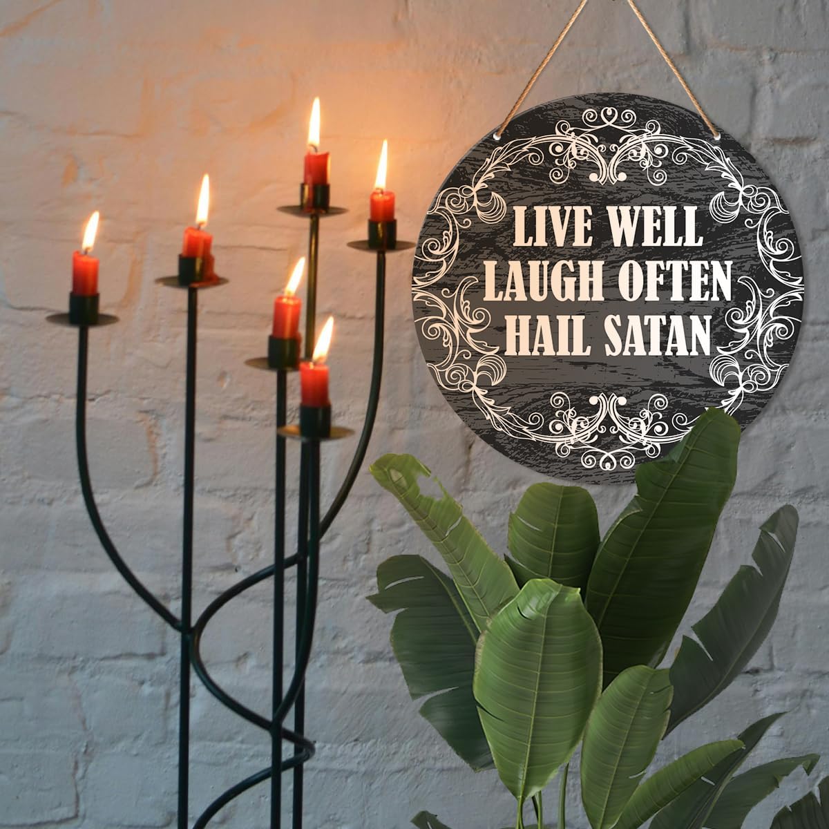 Gothic Wall Decor Satanic Hanging Sign for Gothic House