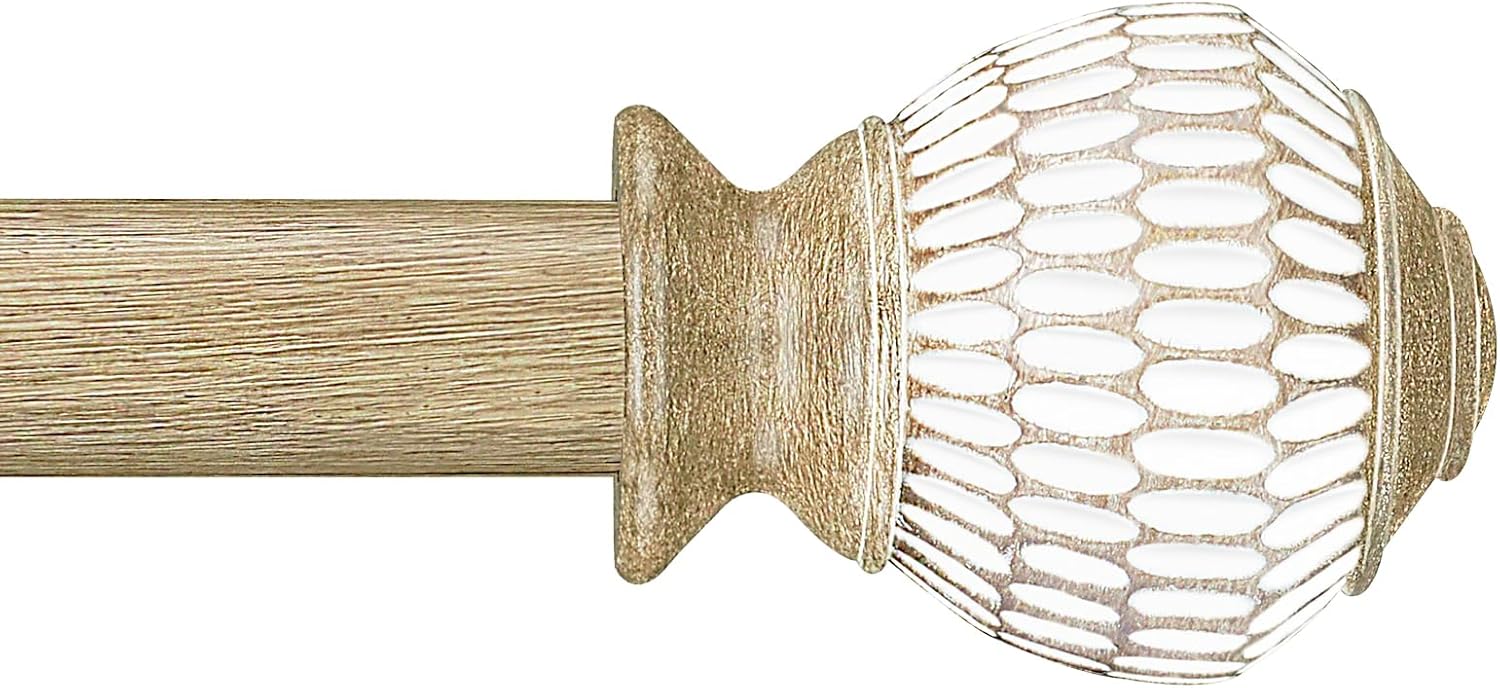 Adjustable Curtain Rods 1 Inch Diameter with Wood Grain Finials